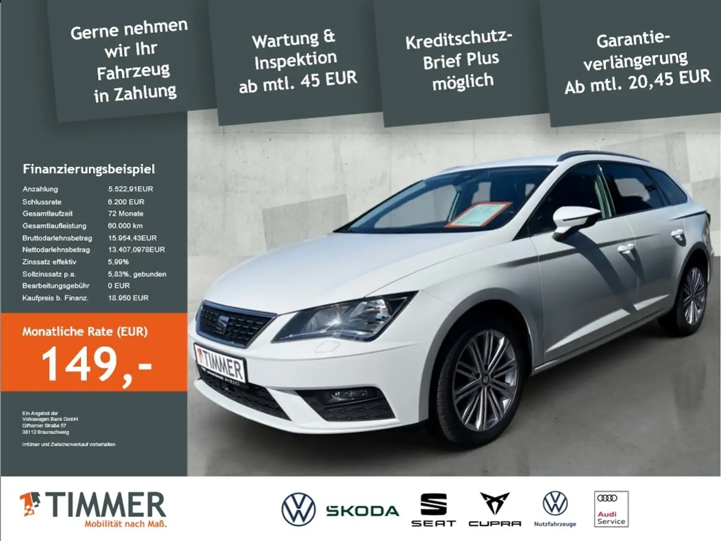 SEAT Leon ST 2.0 TDI XCELLENCE *R-Kam*AHK *TEMPO *SHZ *ALU Weiß - 2