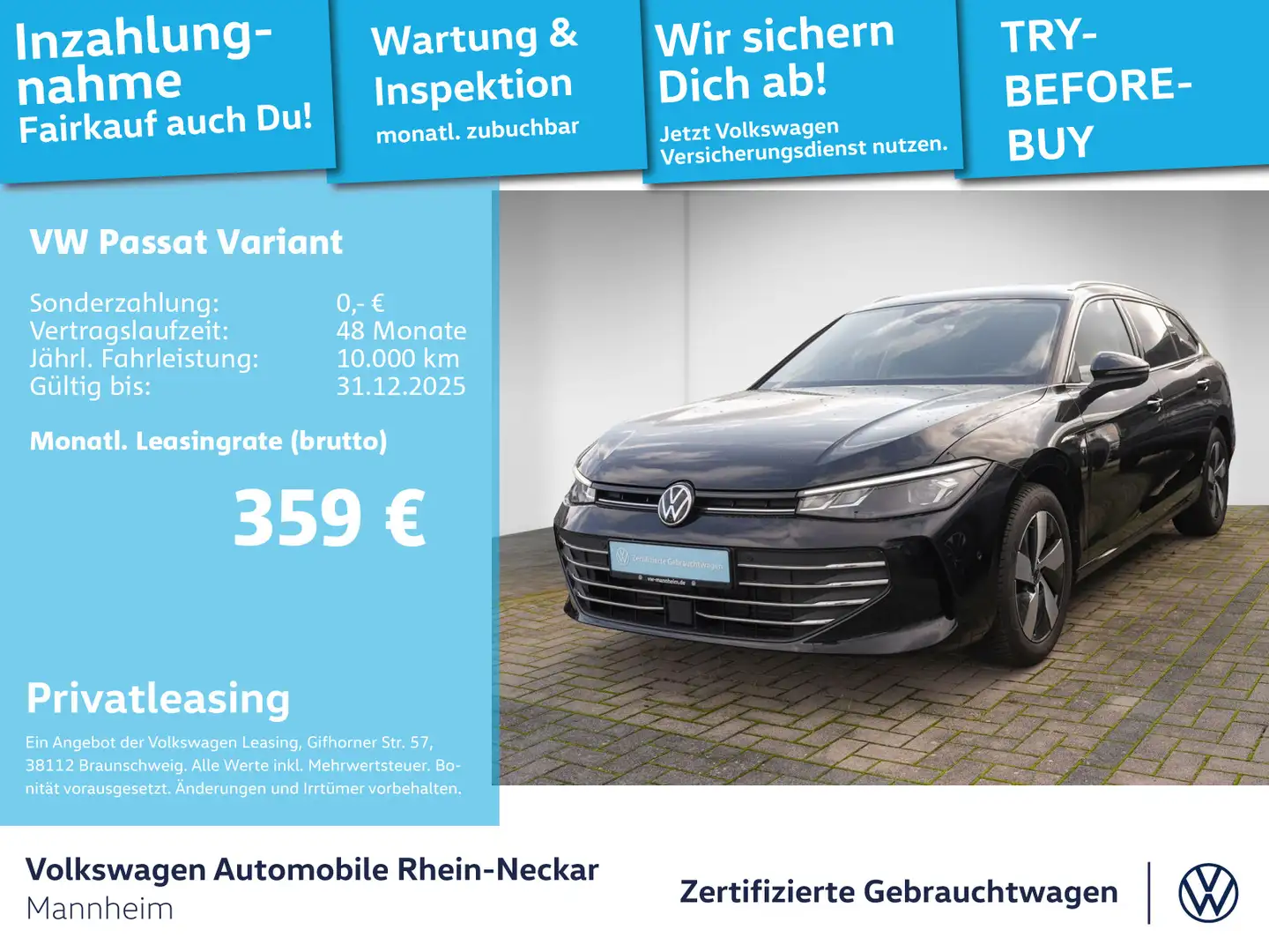Volkswagen Passat Variant 2.0 TDI Business DSG Navi AHK Kam Schwarz - 1