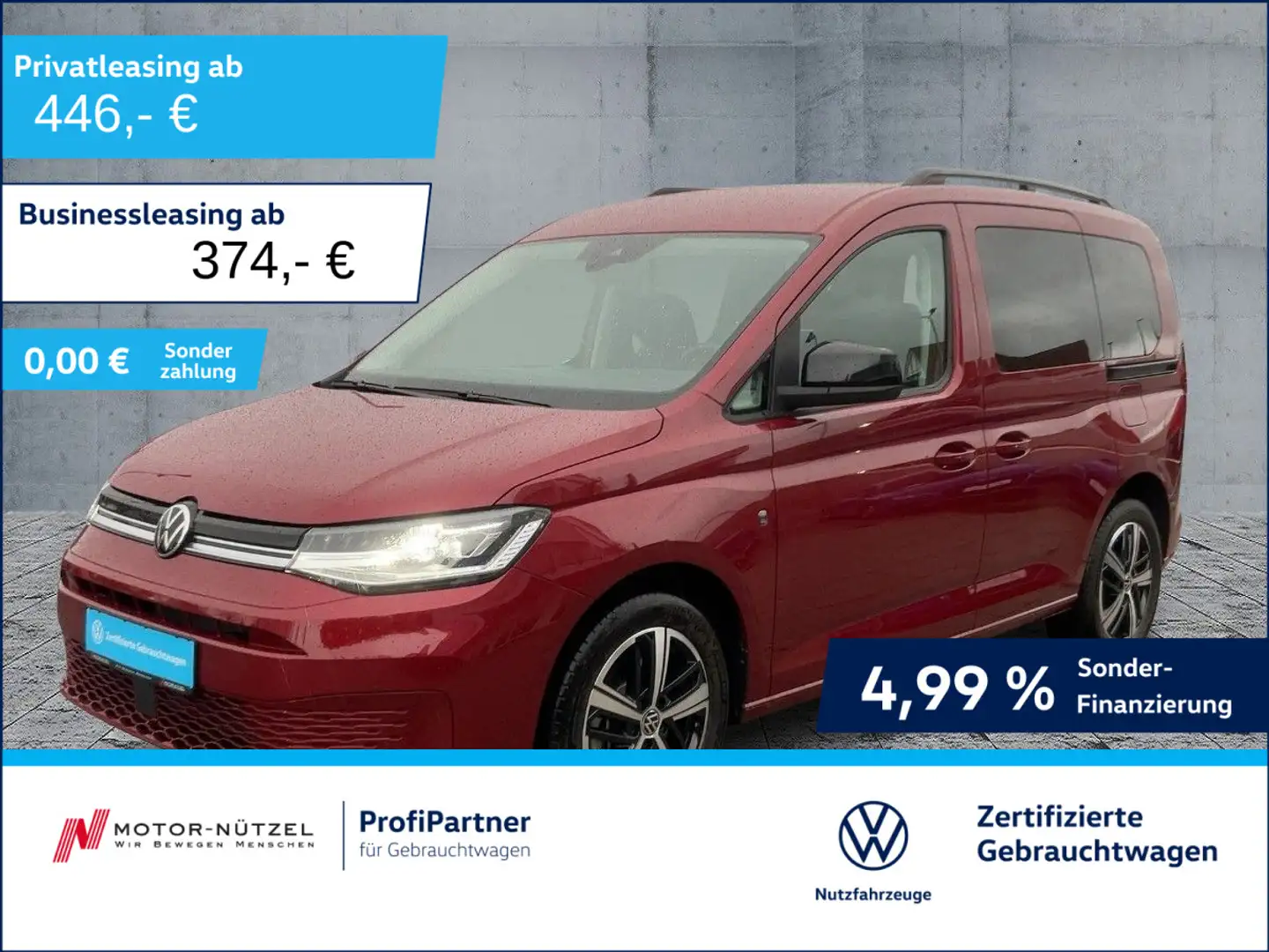 Volkswagen Caddy 1.5TSI DSG LIFE 5JG+LED+NAV+ACC+APP+PLA+17 Rot - 1