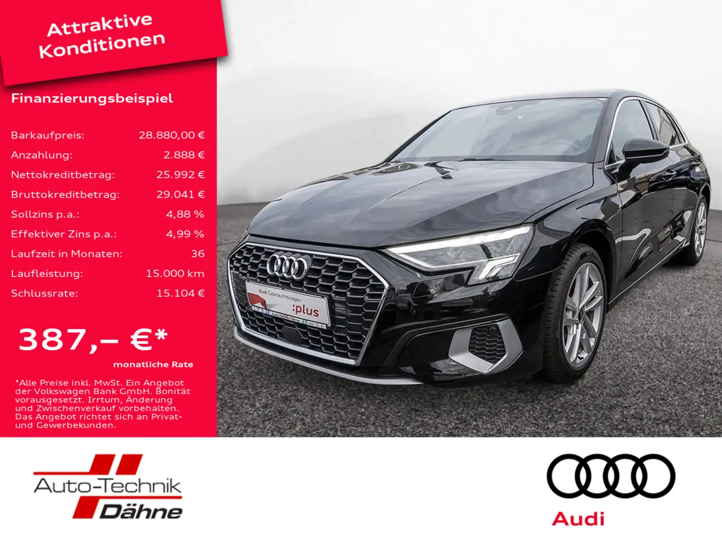 Audi A3 Sportback 35 TFSI S tronic NAVI ACC LED Schwarz - 1