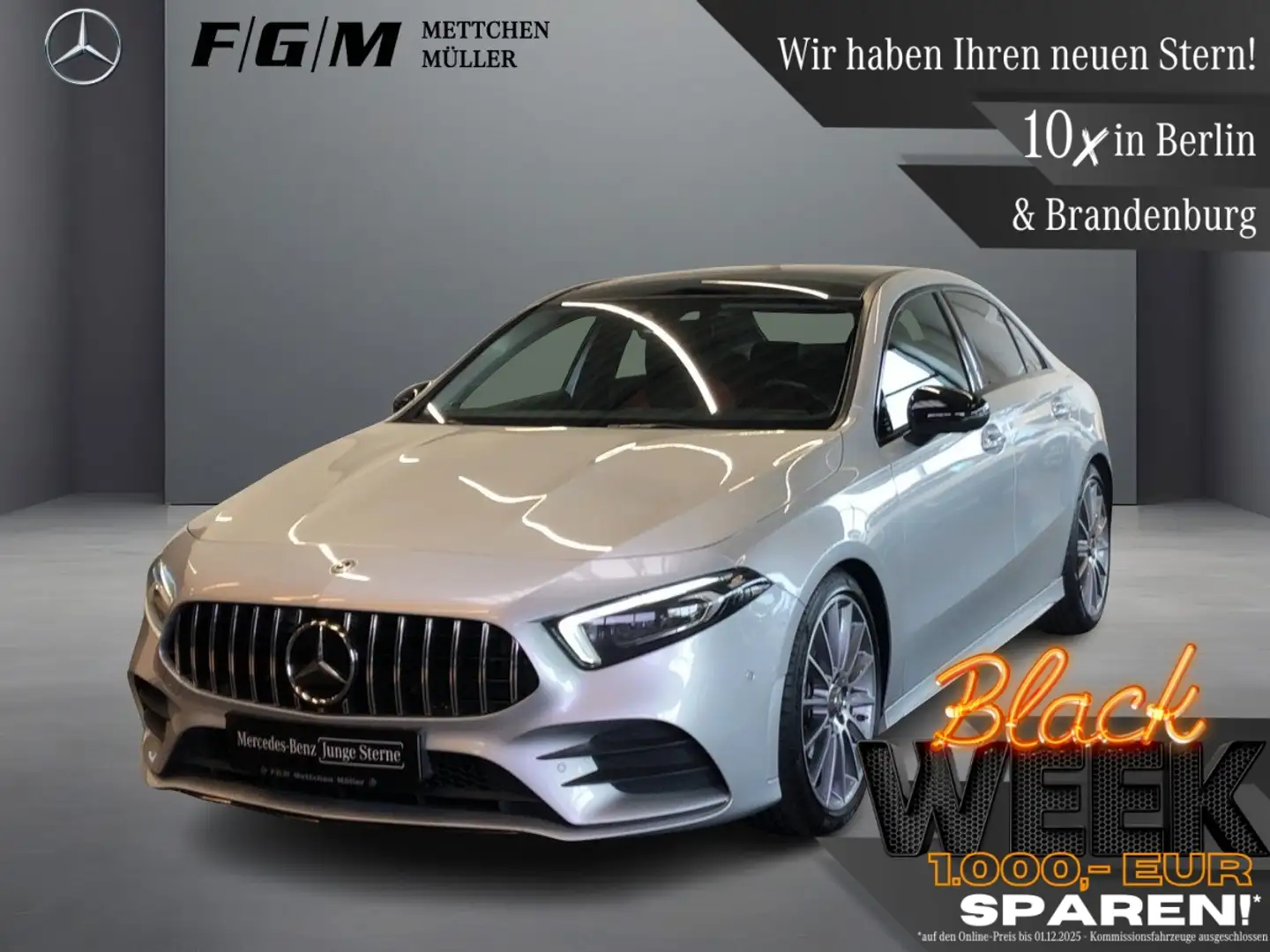 Mercedes-Benz A 250 4M AMG Line Burm|HeadUp|KeyGo|MBeam|S-Dach Argent - 1