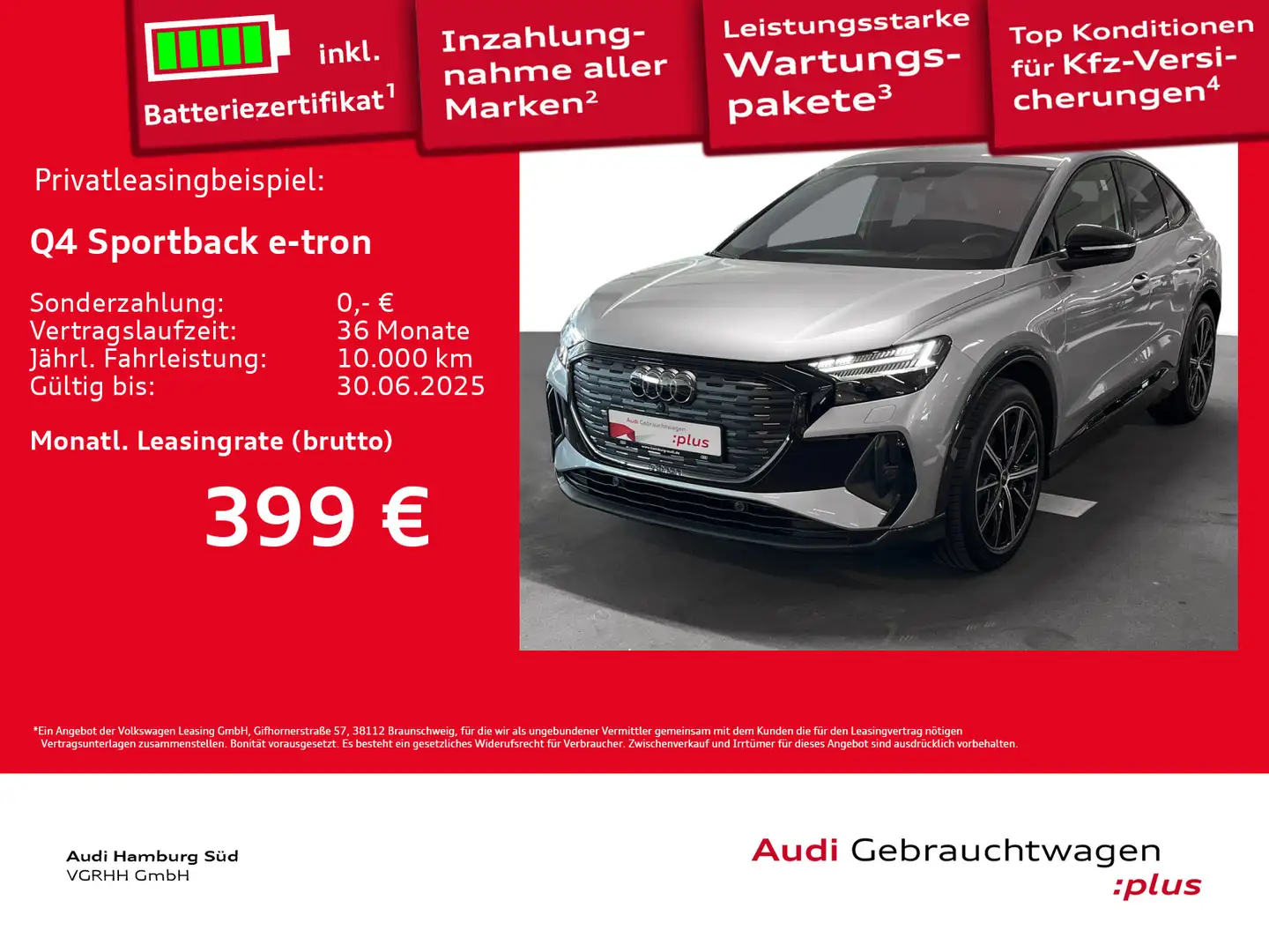 Audi Q4 e-tron Q4 Sportback 45 e-tron S LINE/MATRIX/WÄRMEPUMPE Silber - 1