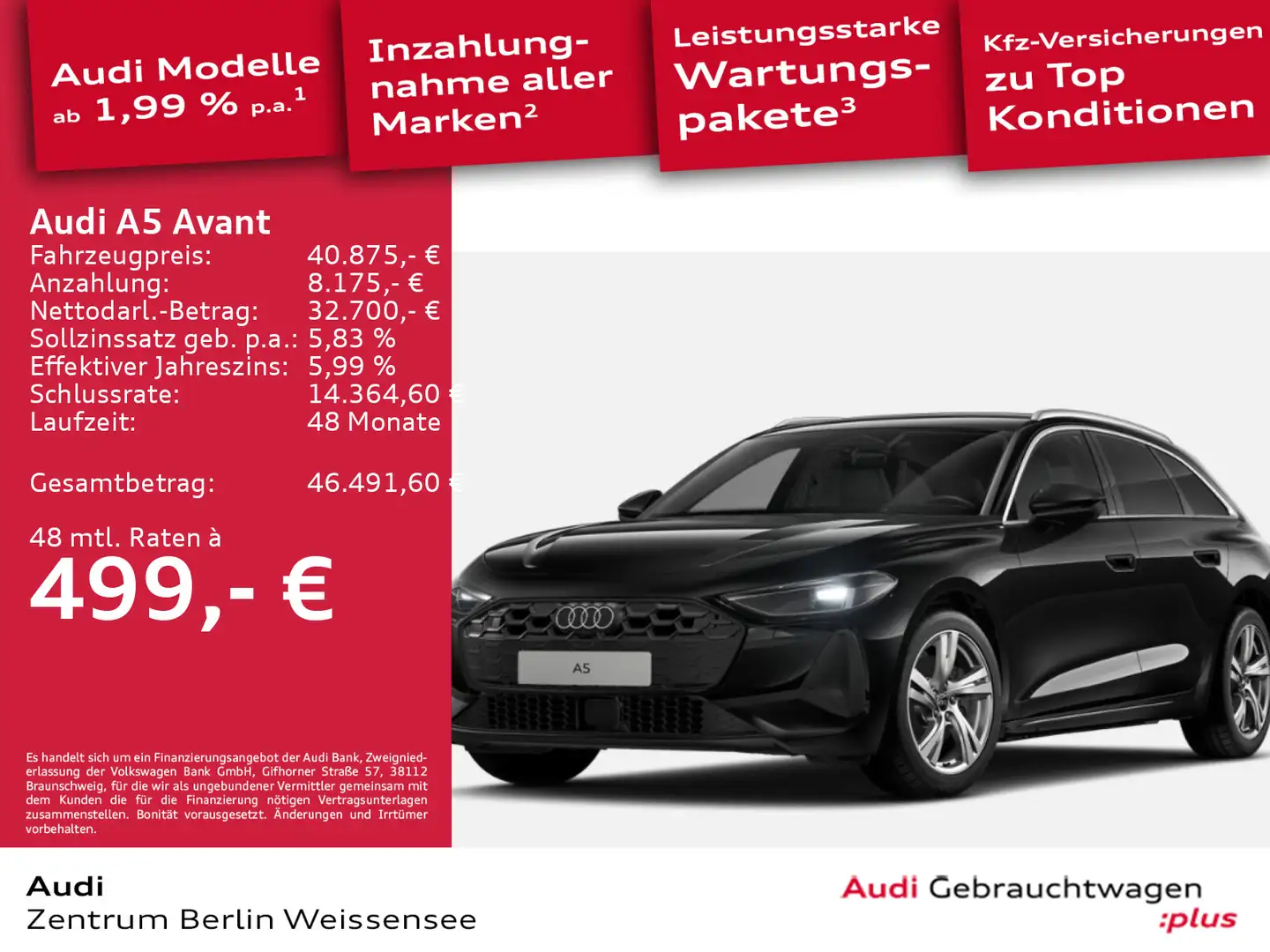 Audi A5 TFSI 110 kW S-TRO*LED*NAVI*AHK*ACC*RFK* Schwarz - 1