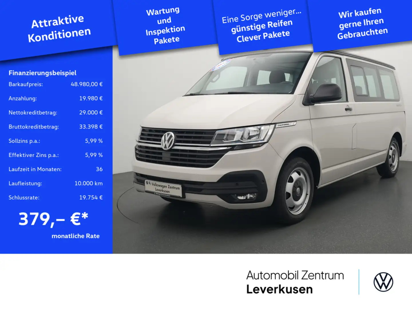 Volkswagen T6.1 California Beach DSG AHK STANDHZ NAVI VI Grau - 1