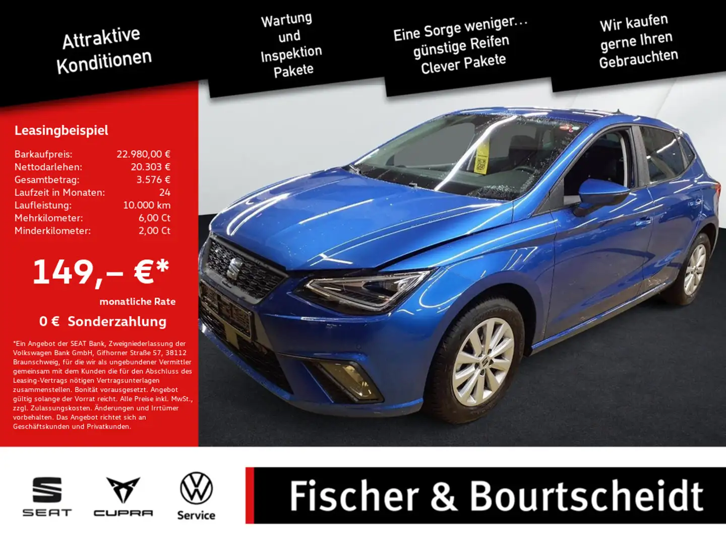 SEAT Ibiza 1.0 TSI Style NAVI KAM PDC LED SHZ Blau - 1