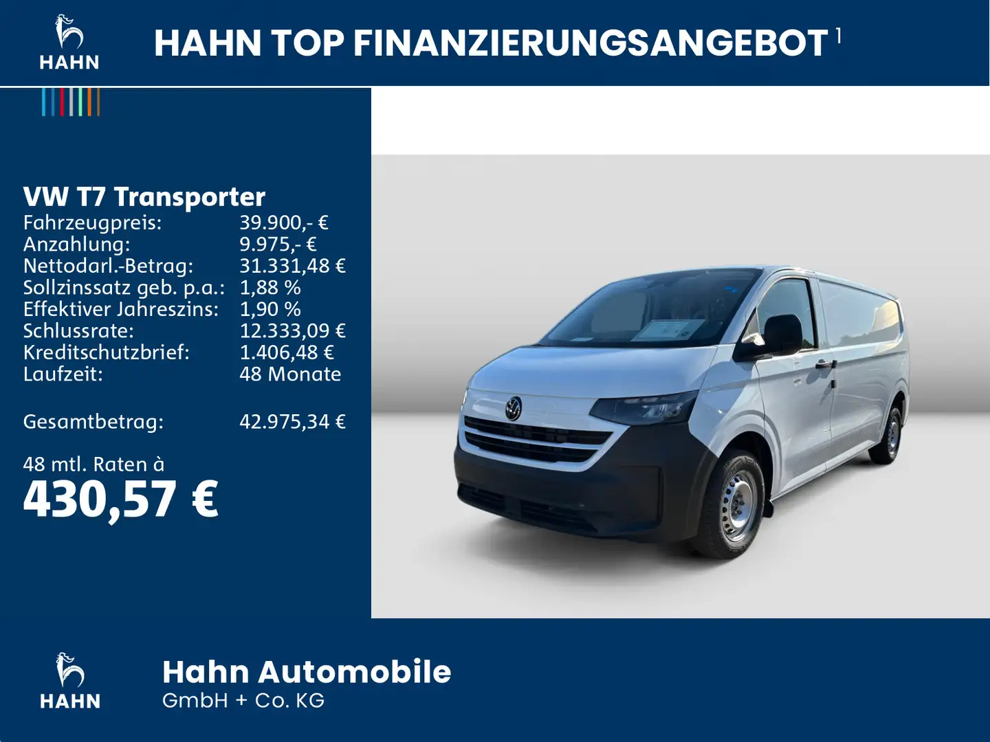 Volkswagen T7 Transporter Kasten 81 kW TDI 6-G SG LR Weiß - 2