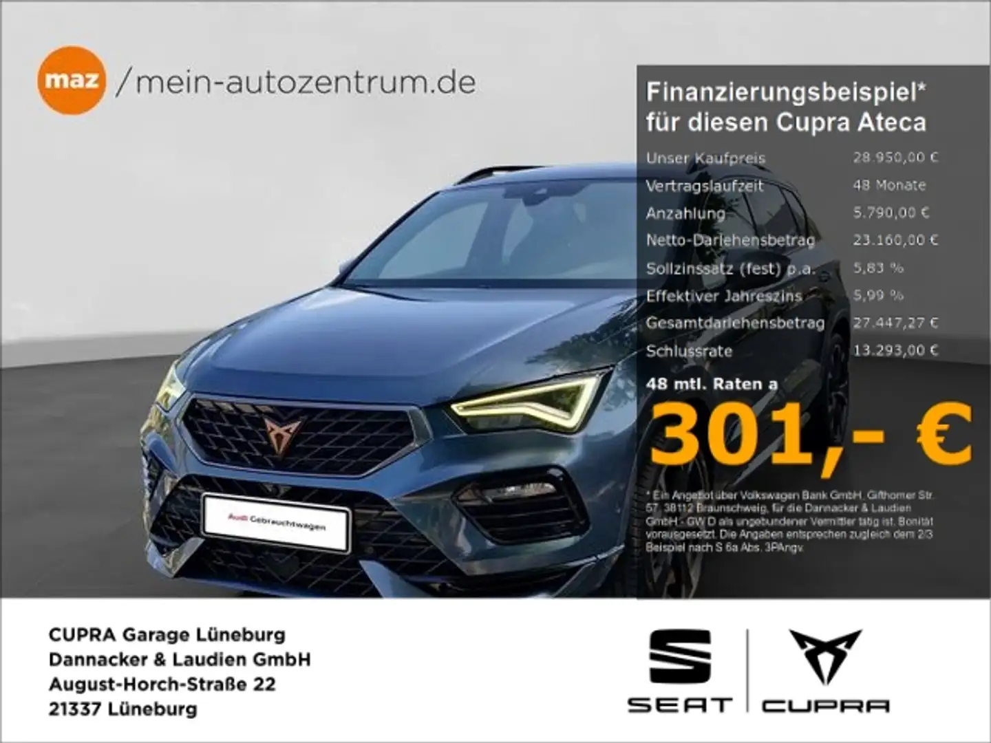 CUPRA Ateca 2.0 TSI 4Drive Alu LED Leder Navi DCC Virt Grigio - 1