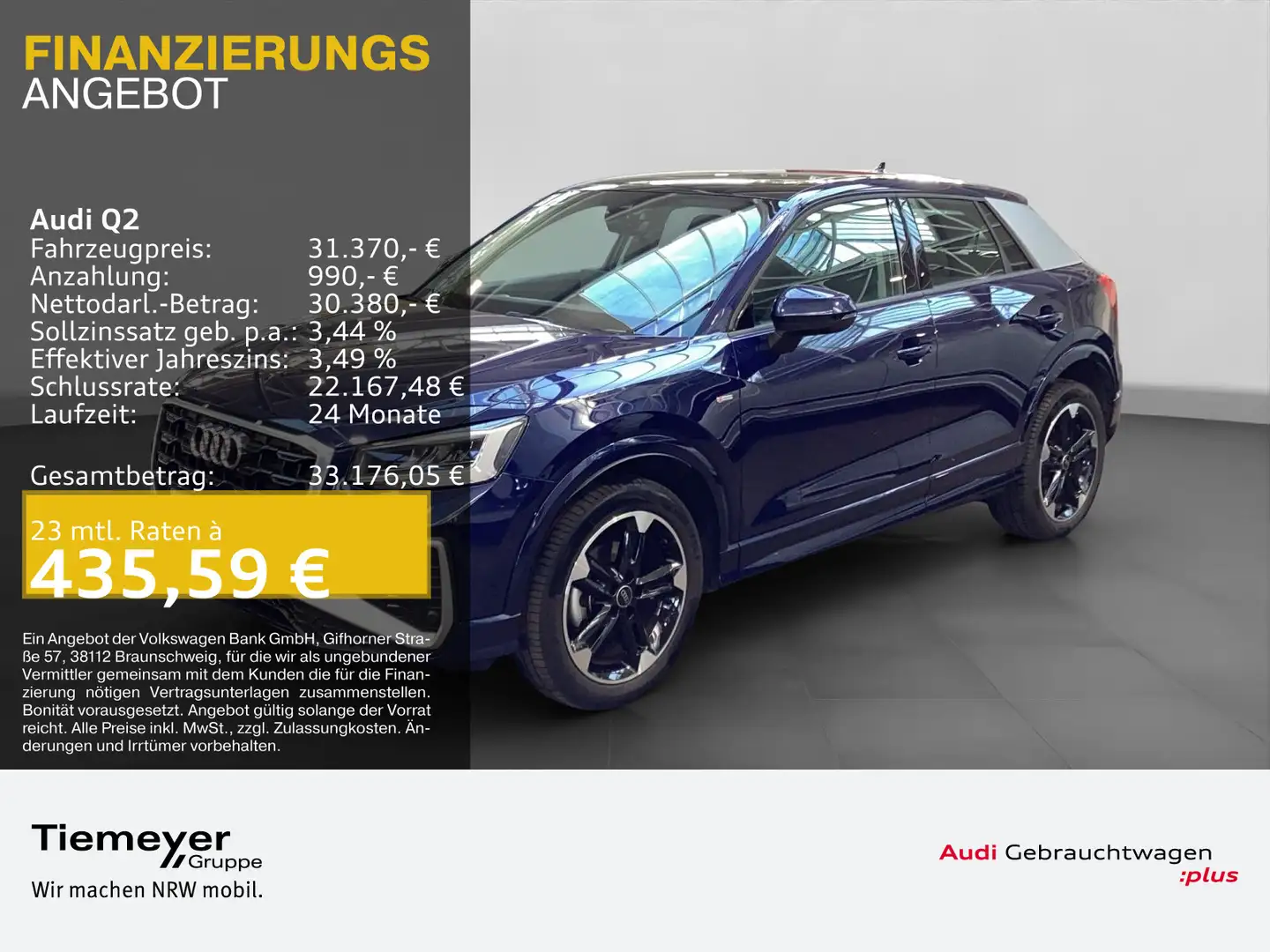 Audi Q2 35 TFSI S LINE LM18 PANO LEDER PDC Blau - 1