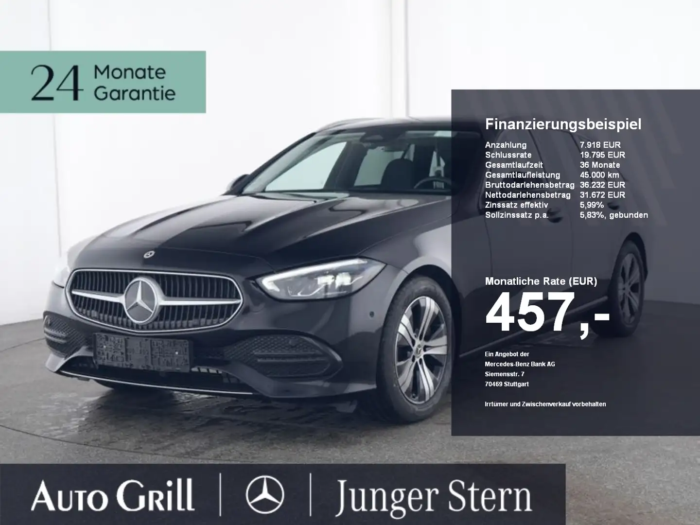 Mercedes-Benz C 200 T Avantgarde Pano Totw. AHK DistronicVorr Schwarz - 1