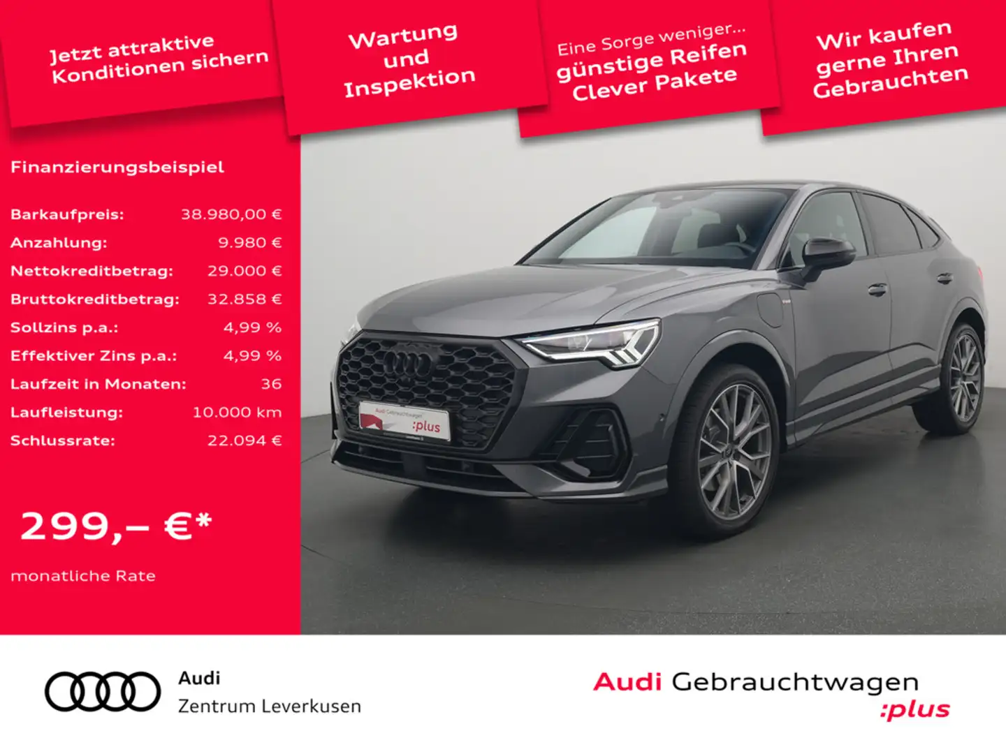 Audi Q3 Sportback 45 e S line ACC AHK NAVI PANO Gris - 1