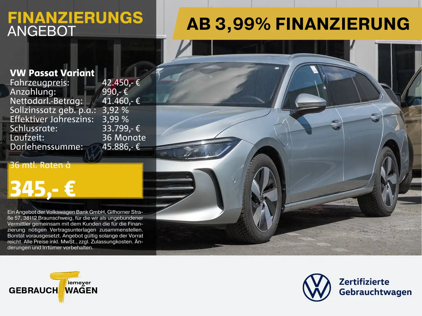 Volkswagen Passat Variant 1.5 eHybrid ELEGANCE IQ.LIGHT PAN Silber - 1