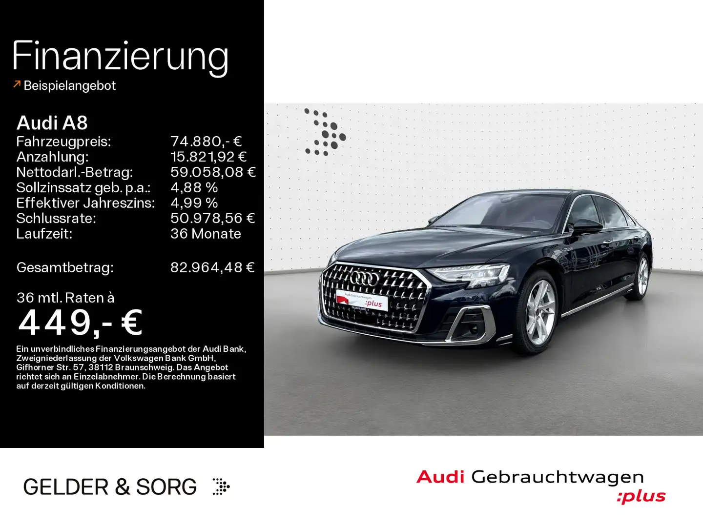 Audi A8 Lang 50 TDI quattro 360°*Pano*HuD*Massage*Air Blau - 1