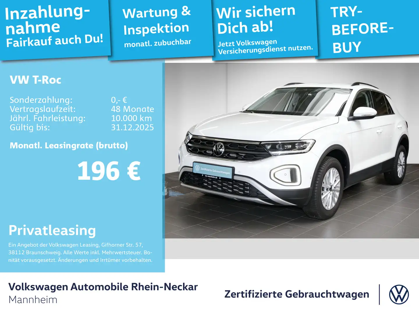Volkswagen T-Roc 1.0 TSI Life Navi PDC LED uvm Weiß - 1