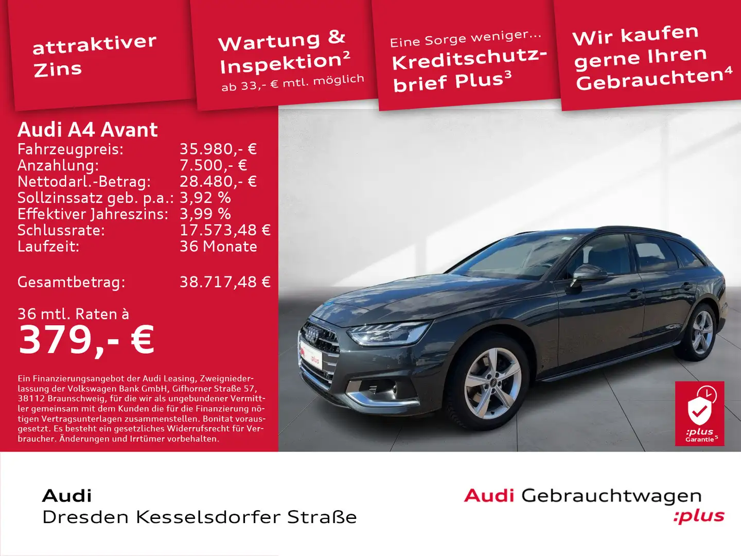 Audi A4 35 TFSI advanced AHZV Kamera LED Navi Grigio - 1