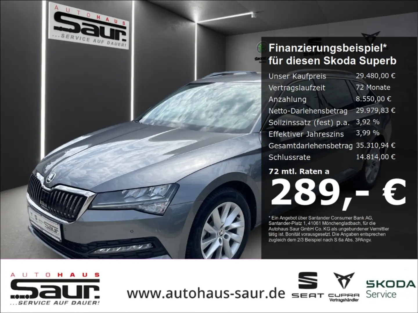 Skoda Superb Combi Ambition 1.5 TSI DSG NAVI SHZ KLIMA RÜCKFAH Grau - 1