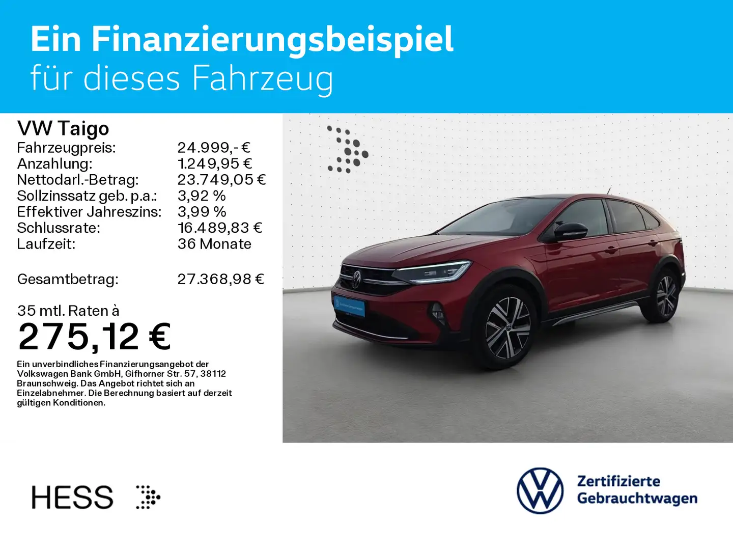 Volkswagen Taigo 1.5 TSI DSG STYLE*IQ.LIGHT*AHK*PANO*NAVI*K Rojo - 2