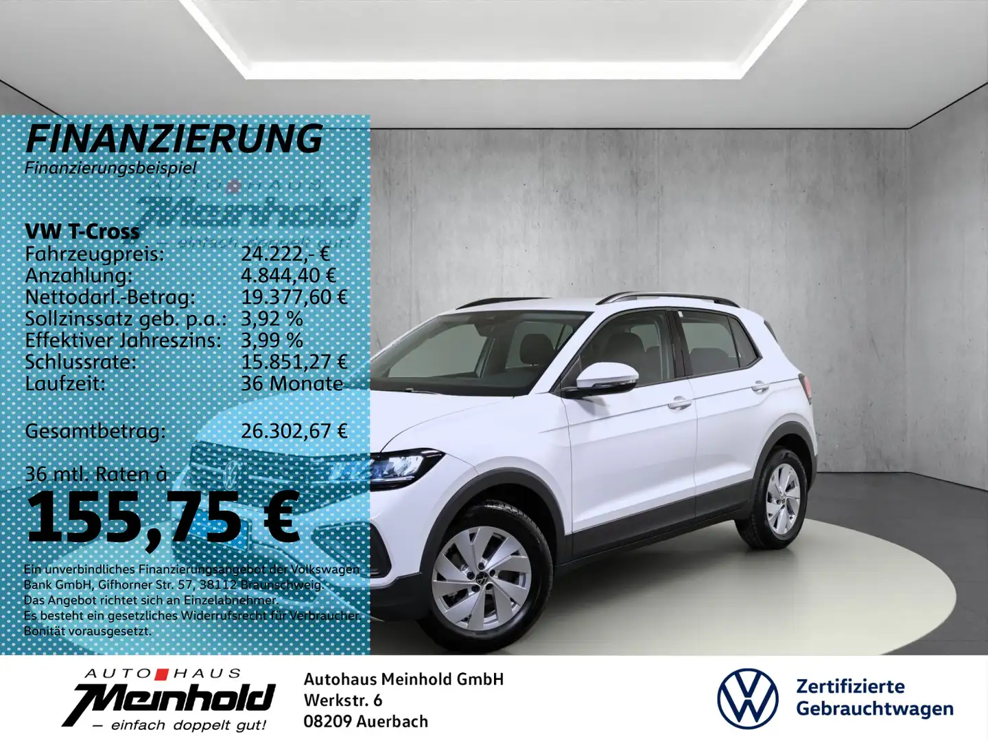 Volkswagen T-Cross 1.0 TSI Life, AHK, Kamera, Navi, LED Weiß - 1
