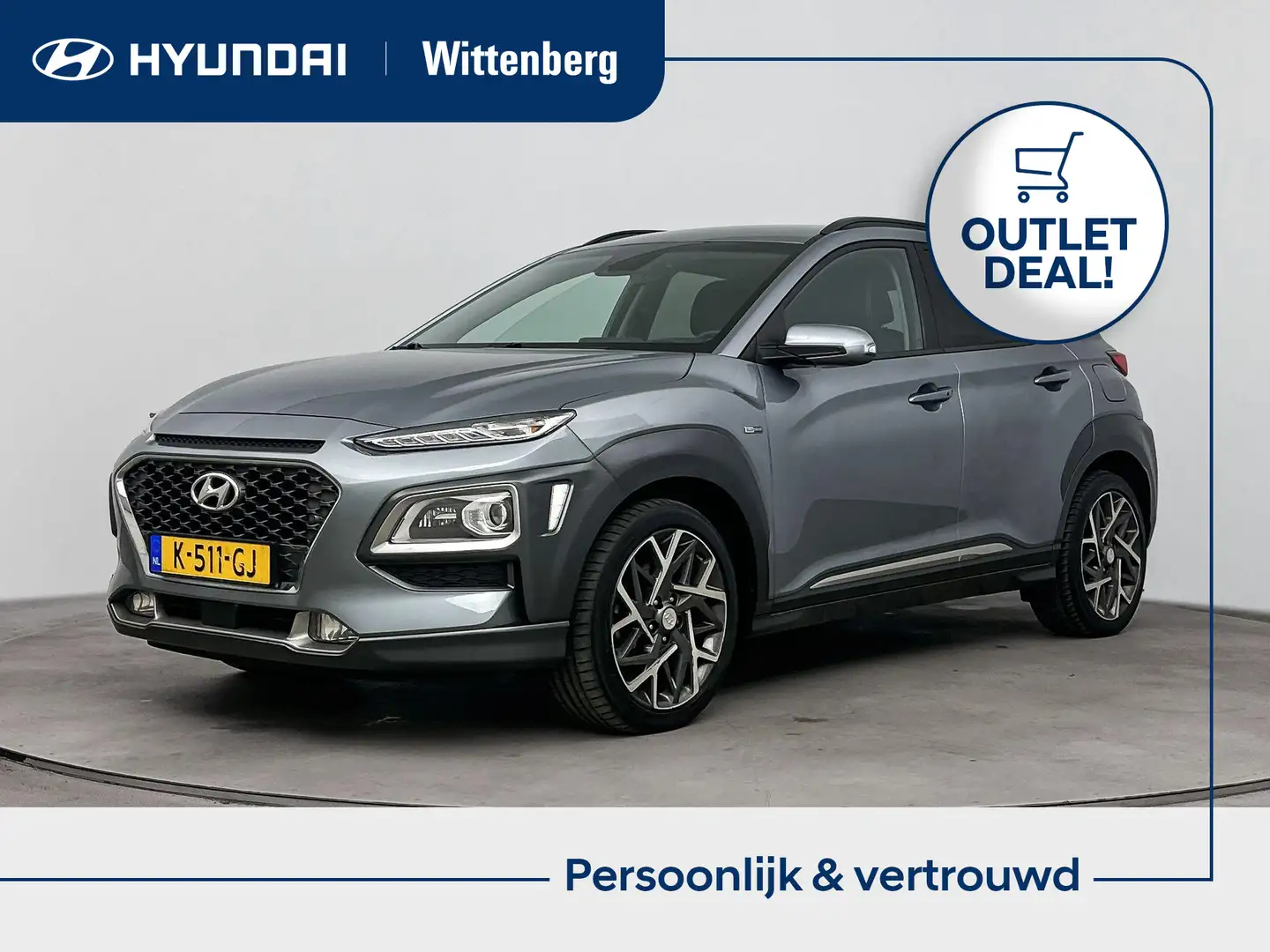 Hyundai KONA 1.6 GDI HEV PREMIUM | OUTLETDEAL! | NAVI | LEDER | Grijs - 1
