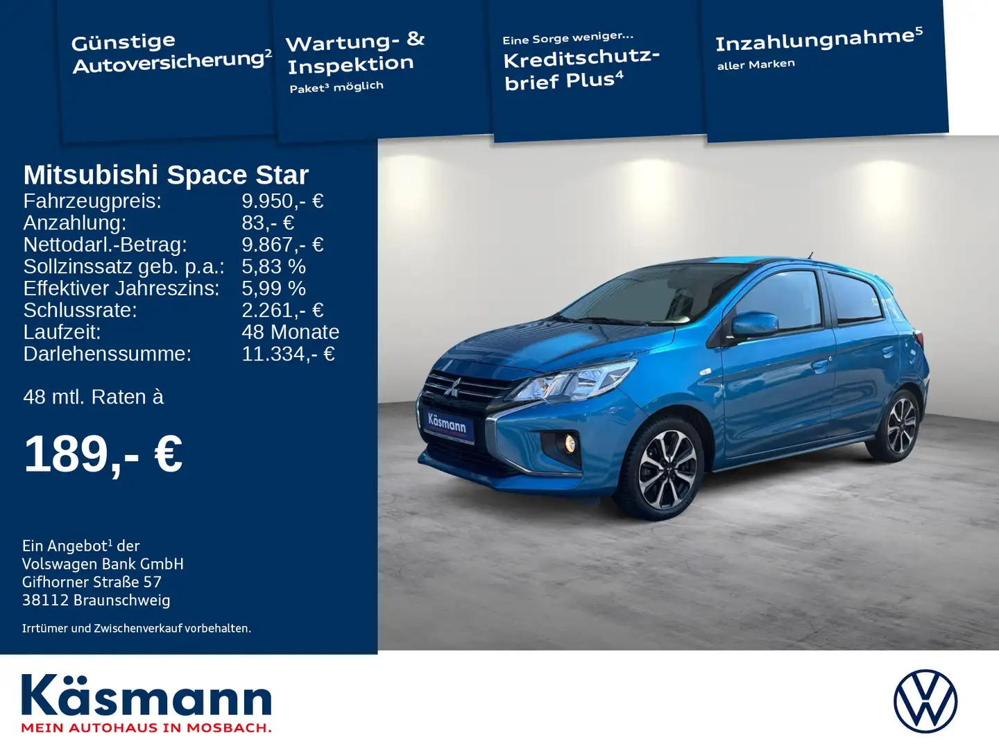 Mitsubishi Space Star Intro Edition+ SHZ BLUETOOTH Azul - 1