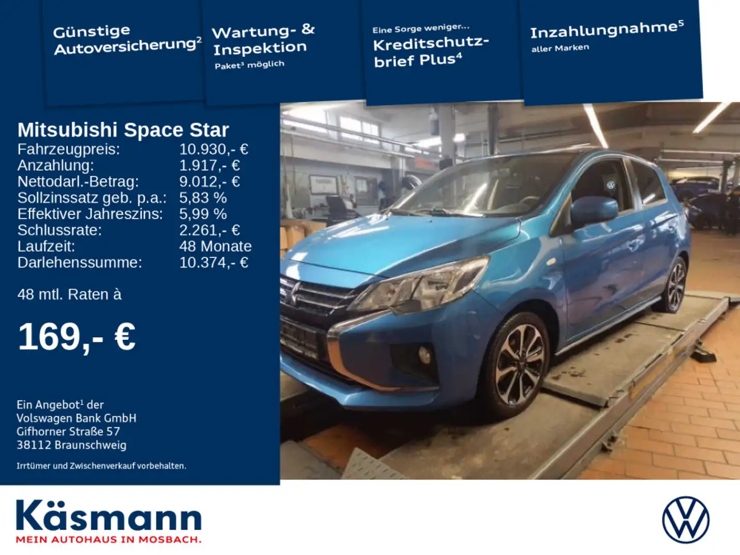 Mitsubishi Space Star Intro Edition+ SHZ BLUETOOTH Blau - 1