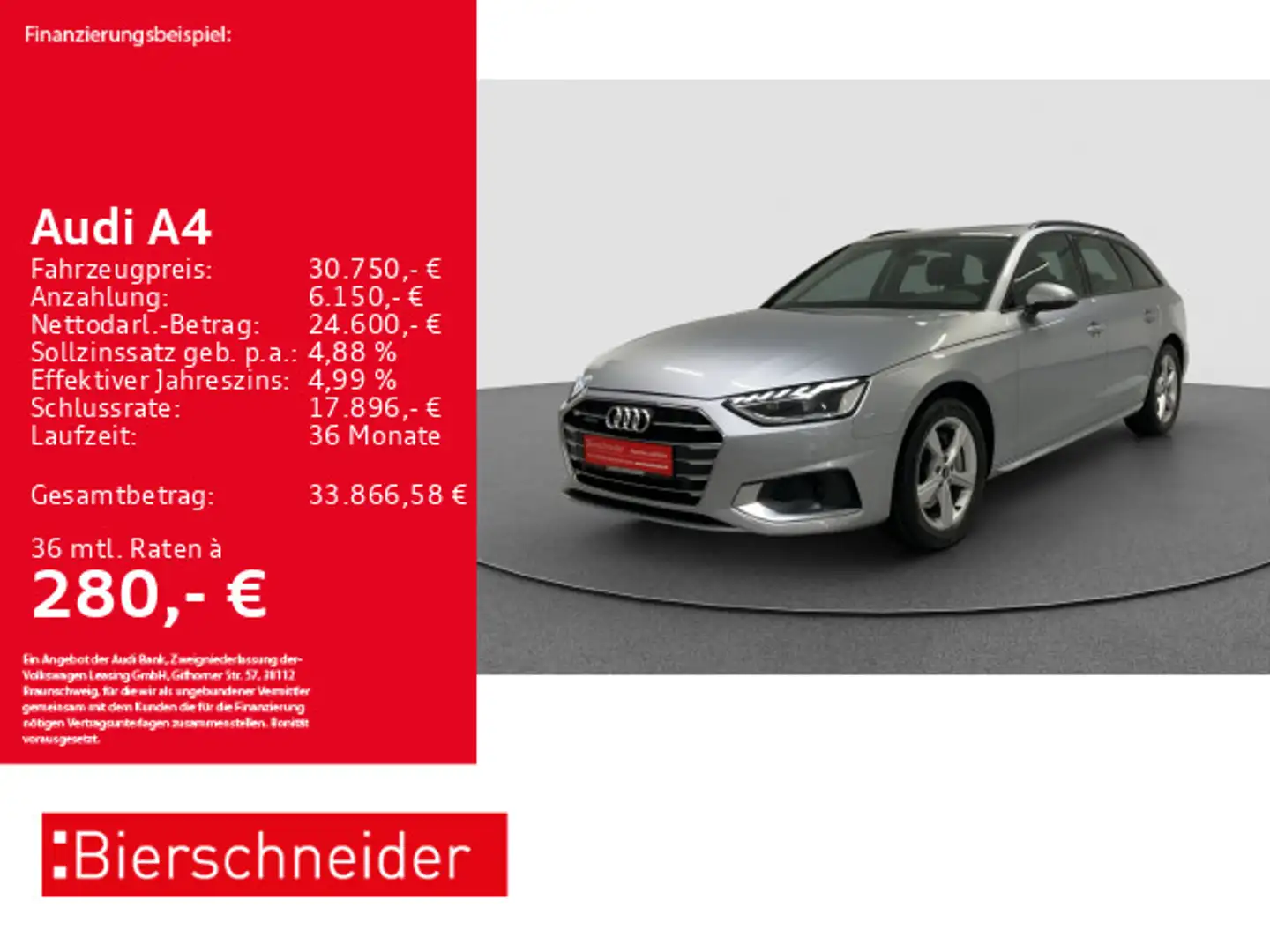 Audi A4 Av 40 TDI qu advanced AHK LED PANO CAM NAVI Silber - 1