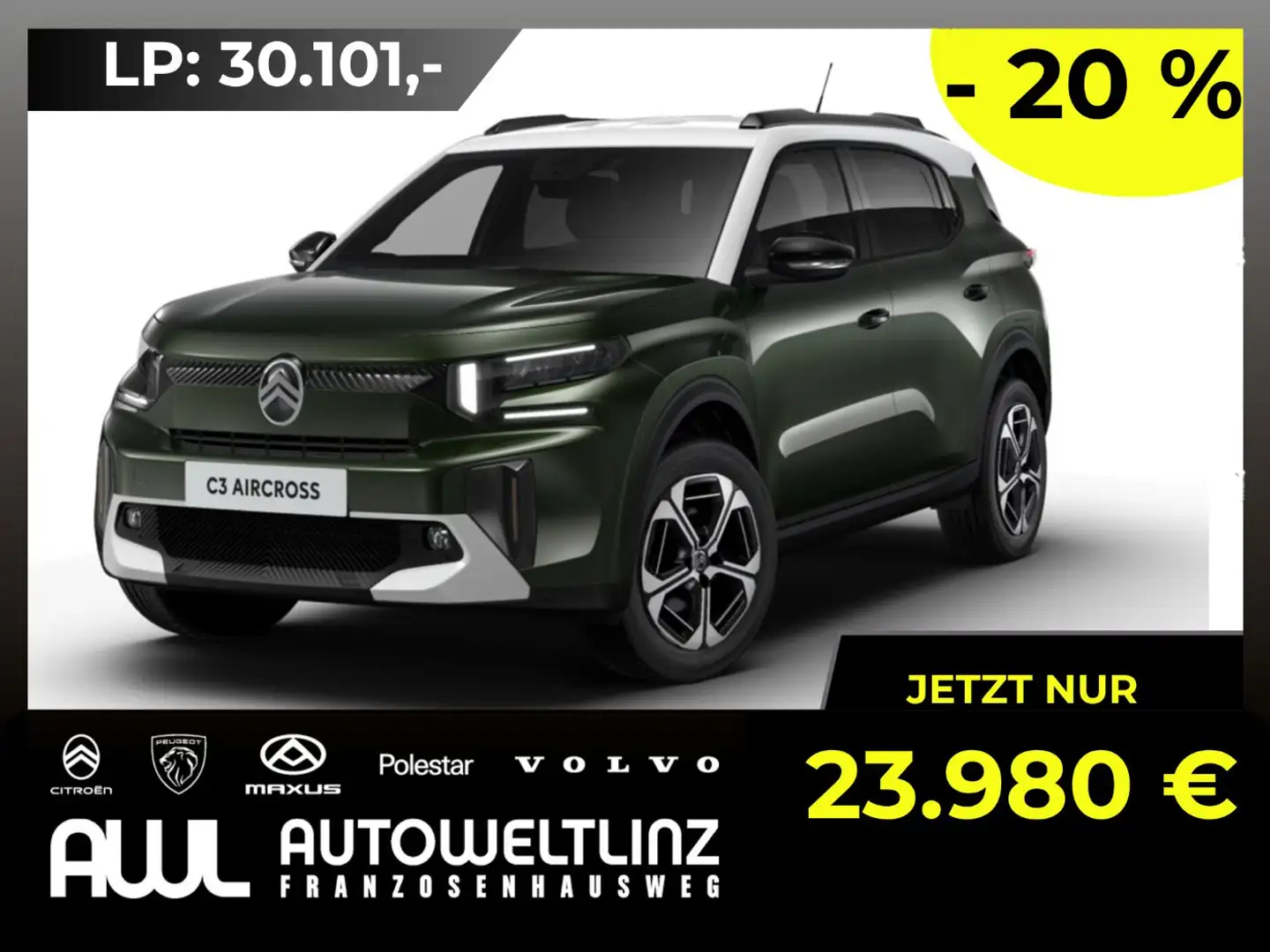 Citroen C3 Aircross 145PS MAX TAGESZULASSUNG Grün - 1