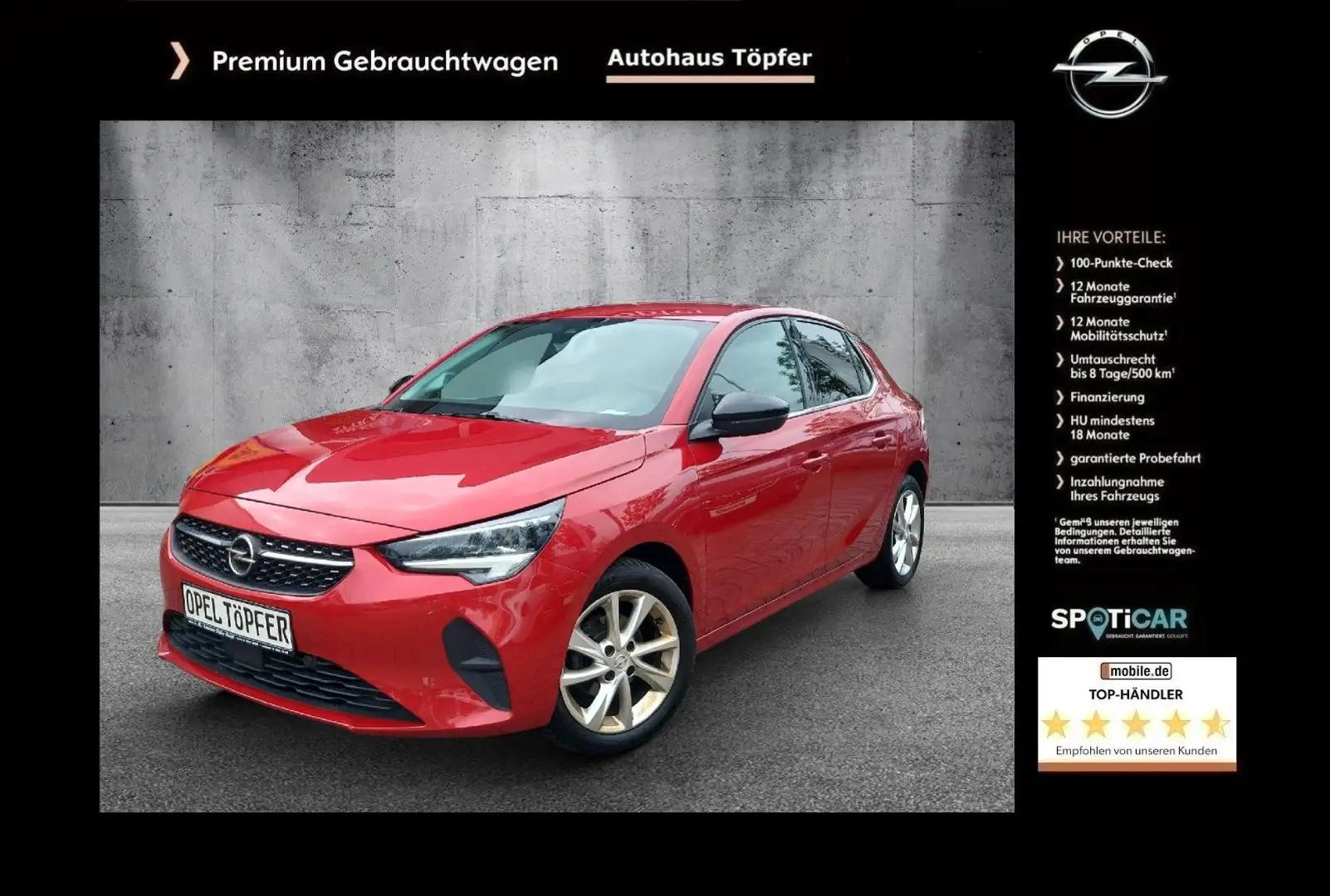 Opel Corsa F Premium "Elegance" 1-Hand/Garantie/LED Rot - 1