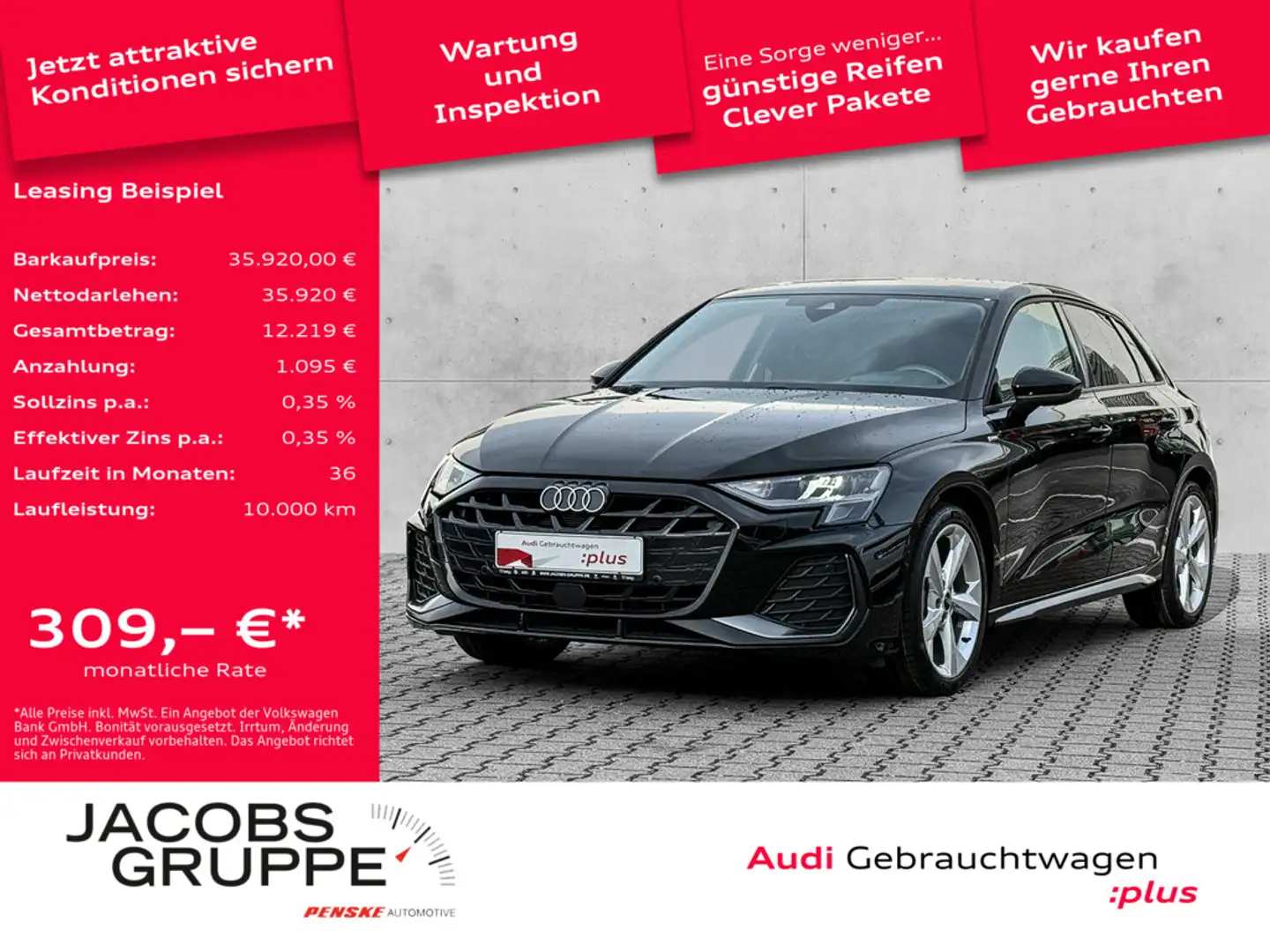 Audi A3 Sportback 35 TFSI S line HuD/LED/ACC/Navi Schwarz - 1