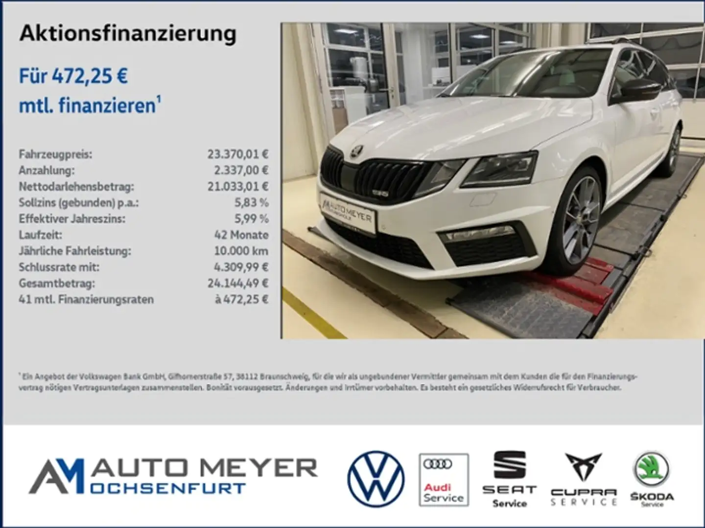 Skoda Octavia Combi RS 2.0 TDI Sport Kamera NAVI LED Blanc - 1