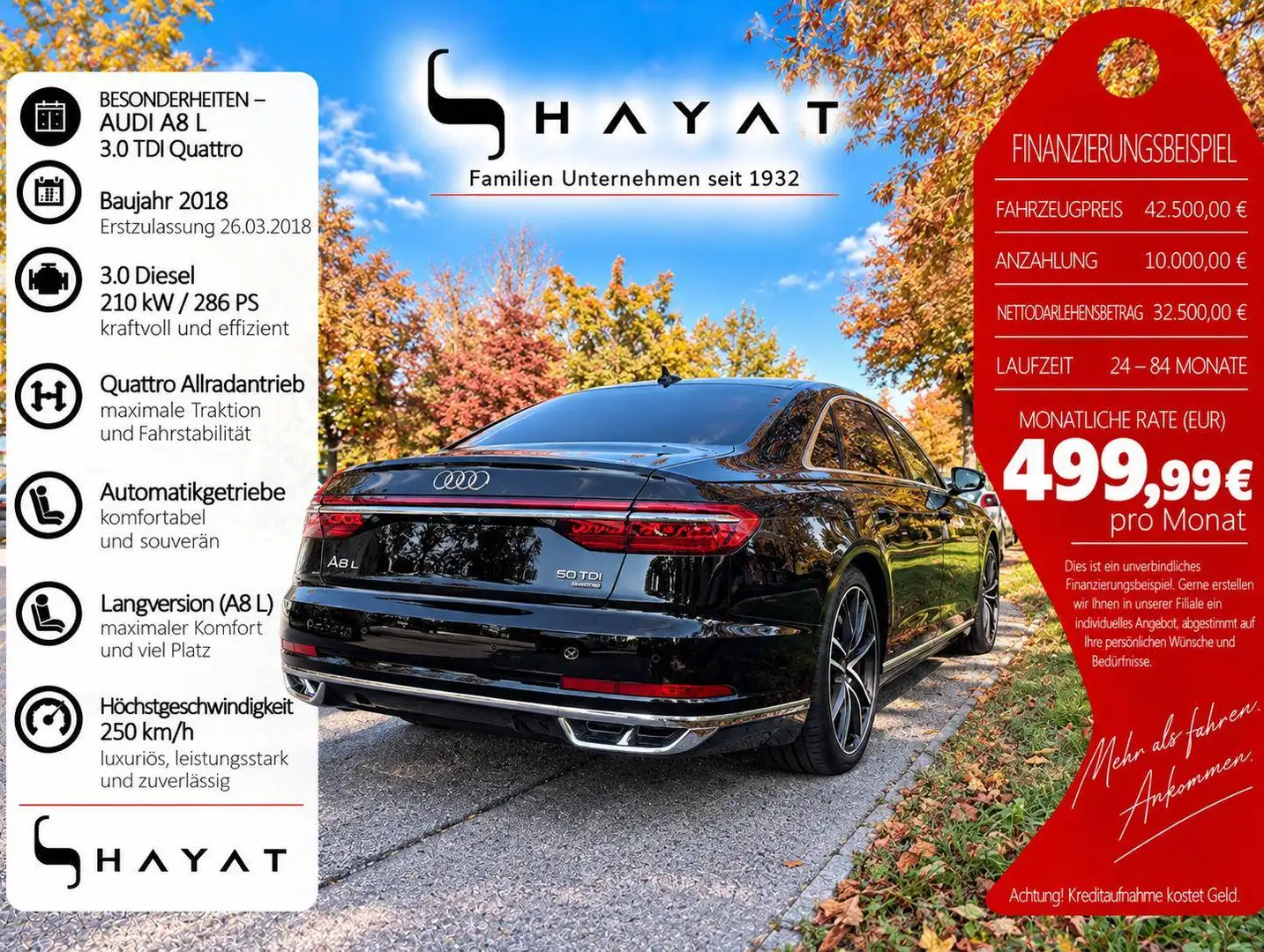 Audi A8 50 TDI L quattro Schwarz - 1