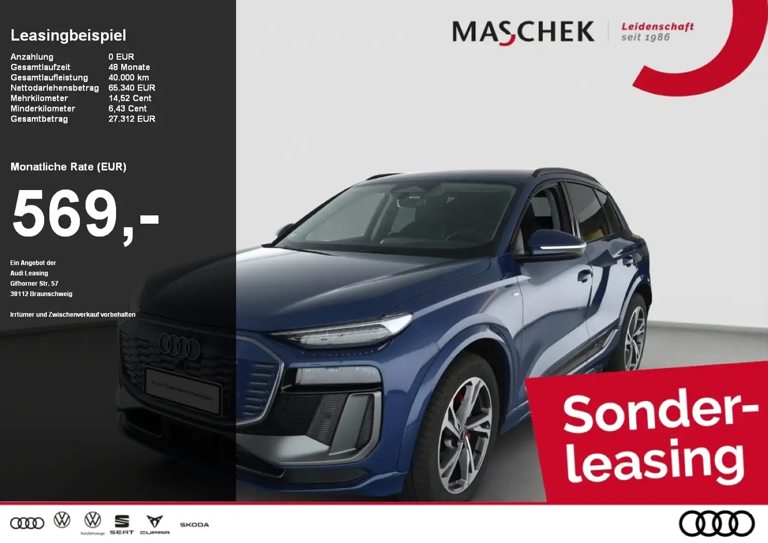 Audi Q6 e-tron e-tron perf S line B&O Matrix 0.25% ACC HUD 360° M Blau - 1