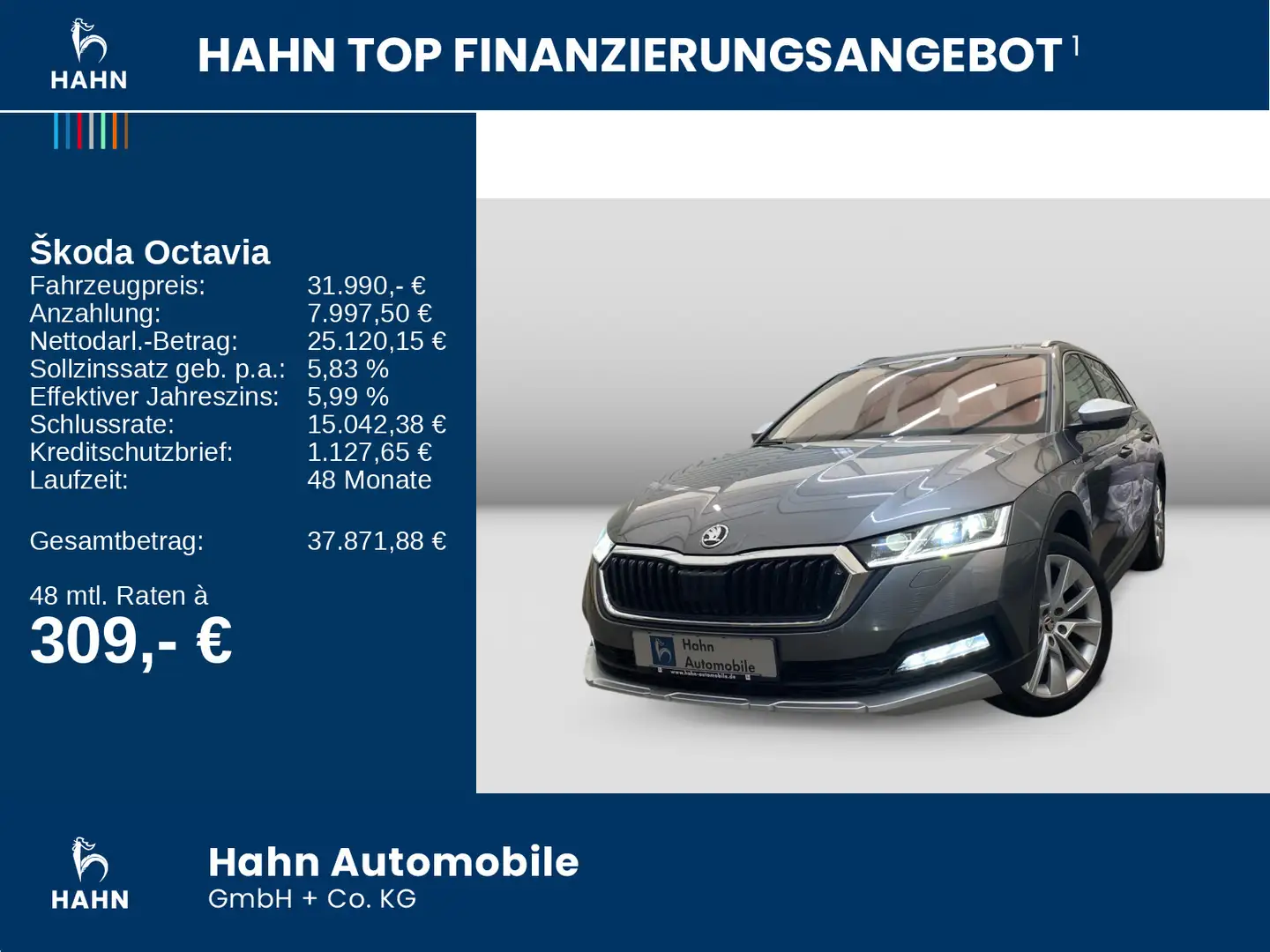 Skoda Octavia Combi 2.0TDI DSG 4x4 Scout AHK HuD Pano Grau - 2