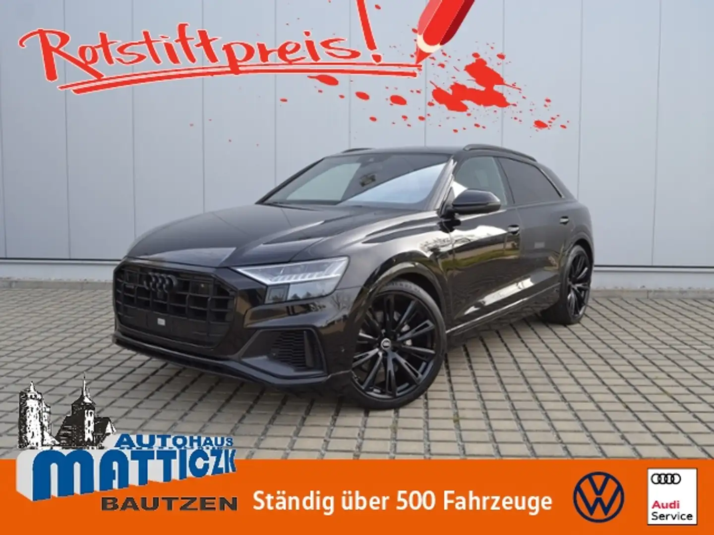 Audi Q8 50 TDI S-line OPTIK-SCHWARZ/23-ZOLL/RAUTE-LEDER/S Zwart - 1