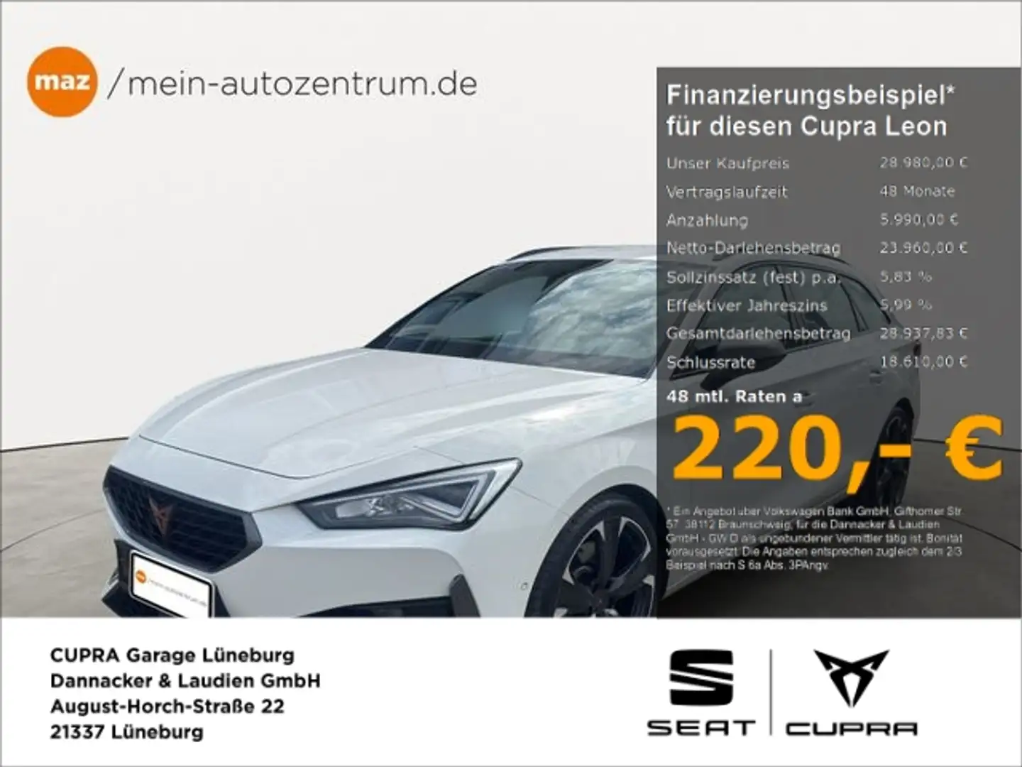 CUPRA Leon Sportstourer 2.0 TSI VZ 4Drive Alu LED AHK Weiß - 1