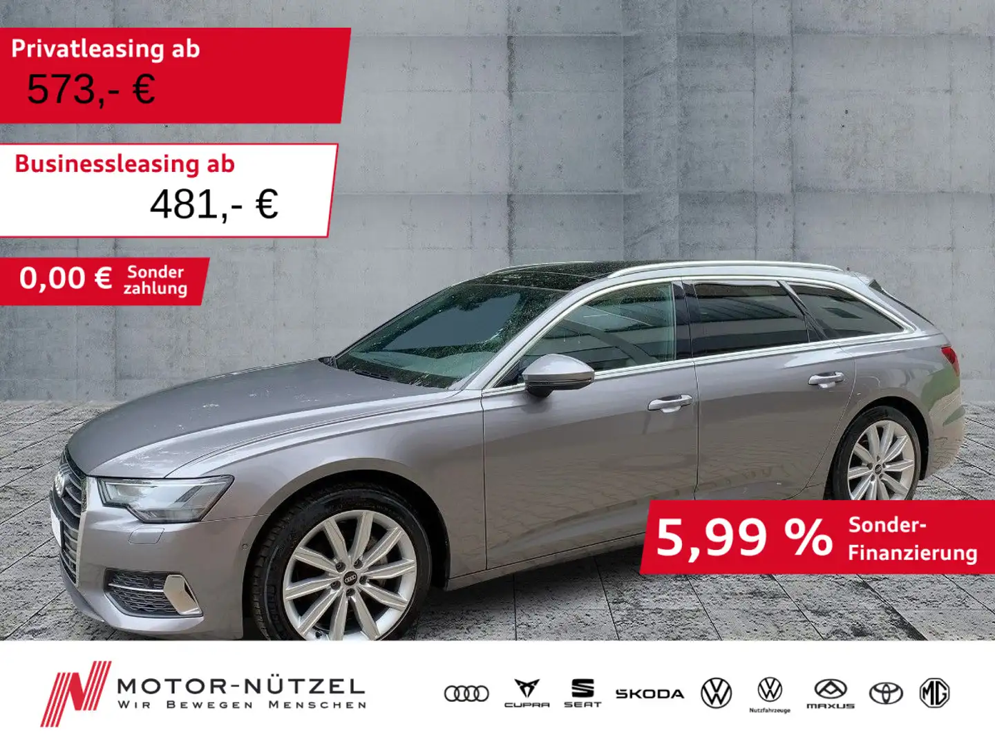 Audi A6 40 TDI S-TR SPORT LED+NAVI+AHK+PANO+RFK Grau - 1