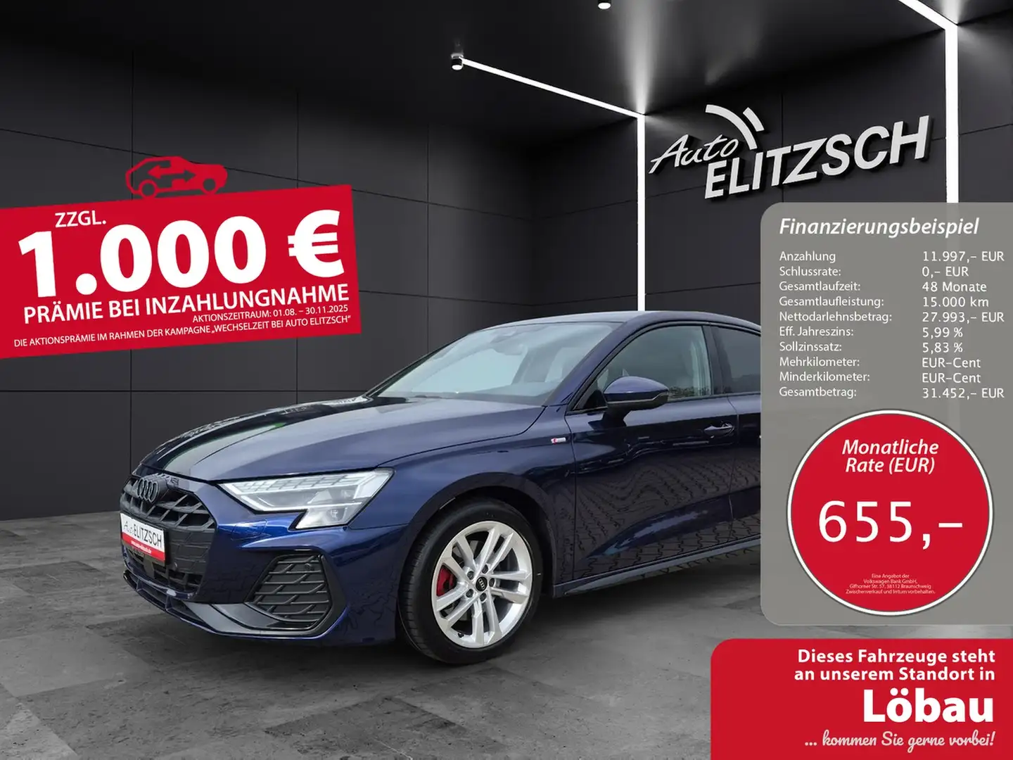 Audi A3 Limousine 35 TDI S-line S tronic STH LED Navi A... Blau - 1