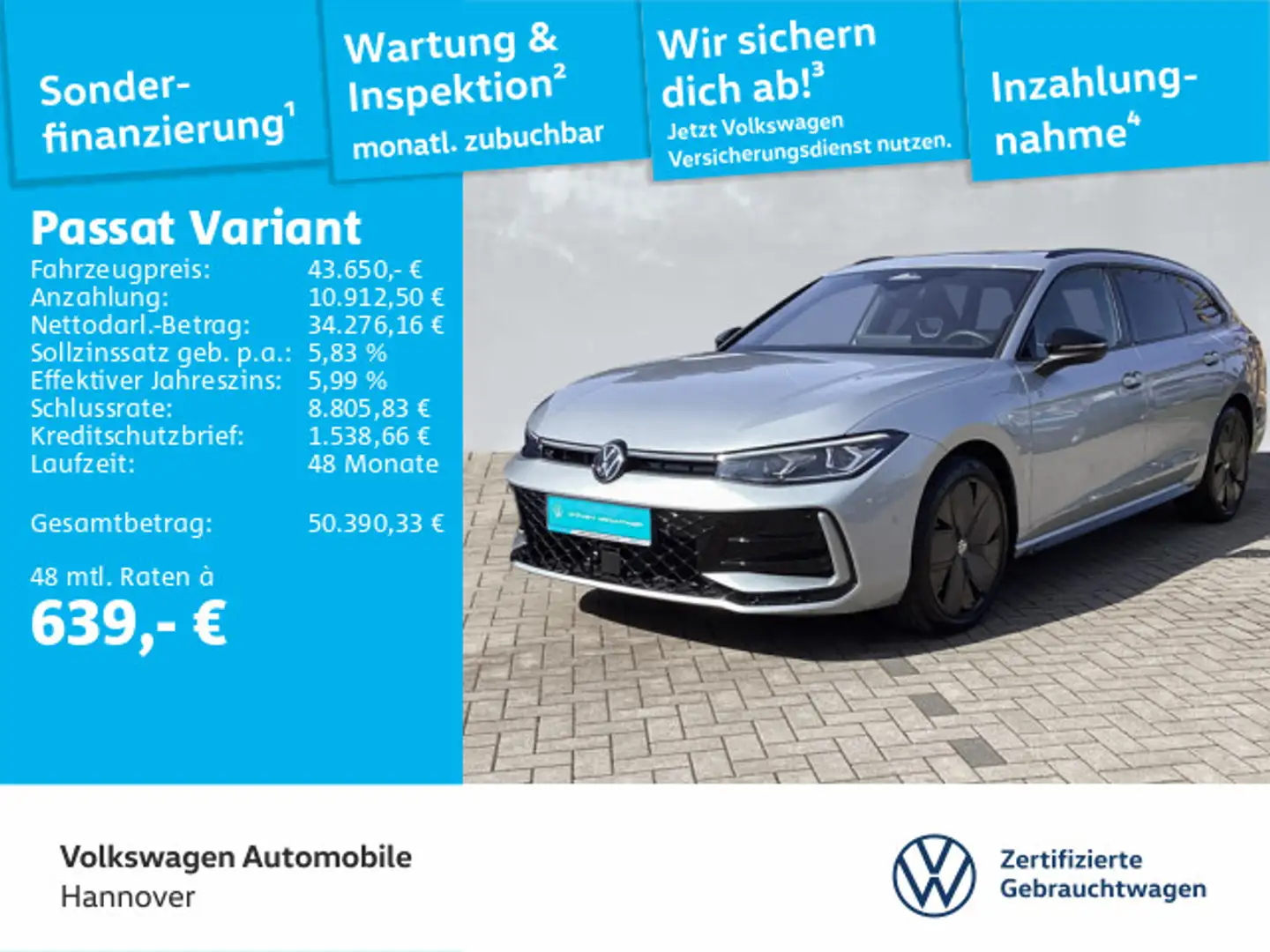 Volkswagen Passat Variant 1.5 TSI DSG eHybrid R-Line BlackS Silber - 1