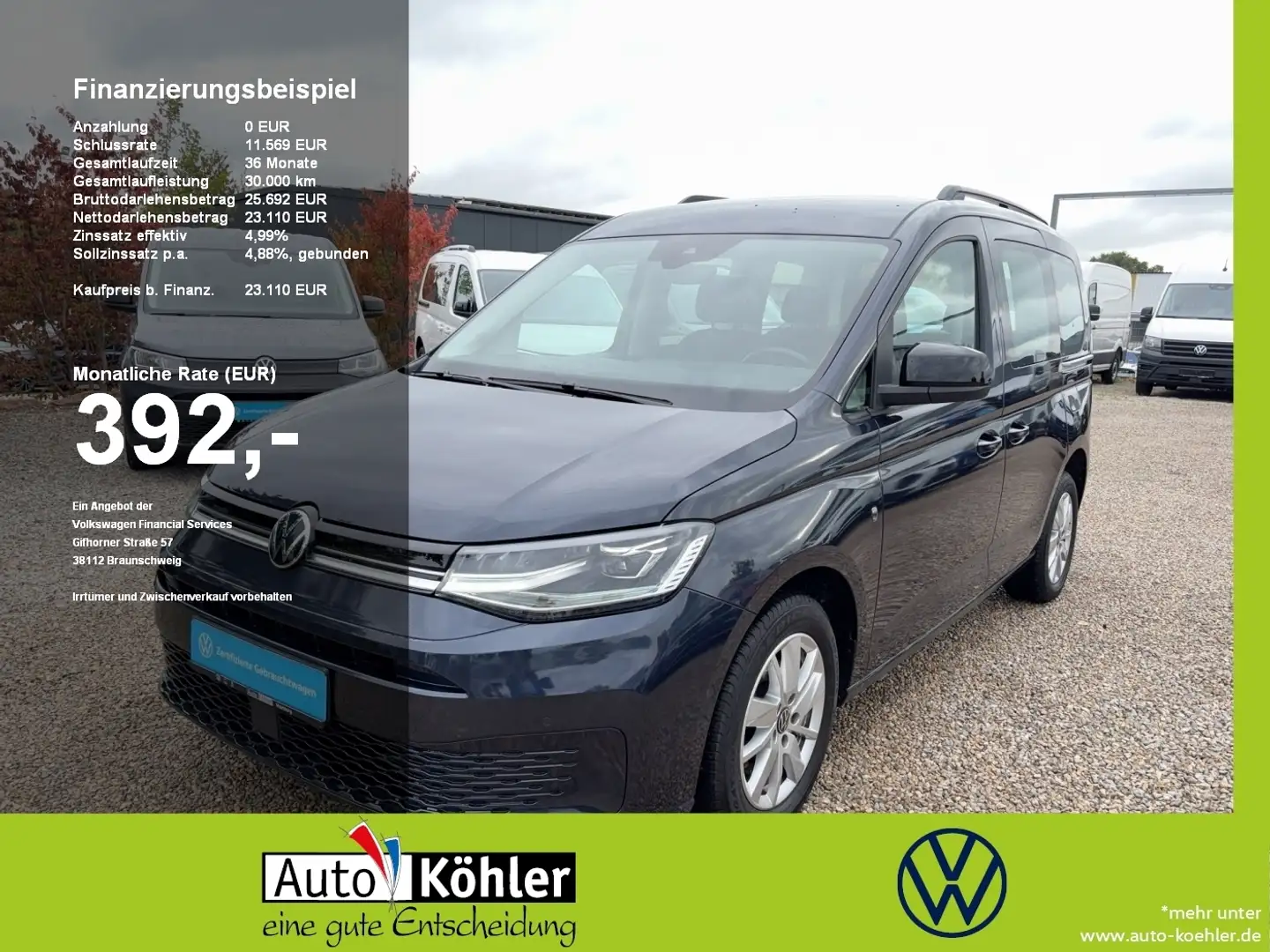 Volkswagen Caddy Life TDi LED+PDC Blau - 1