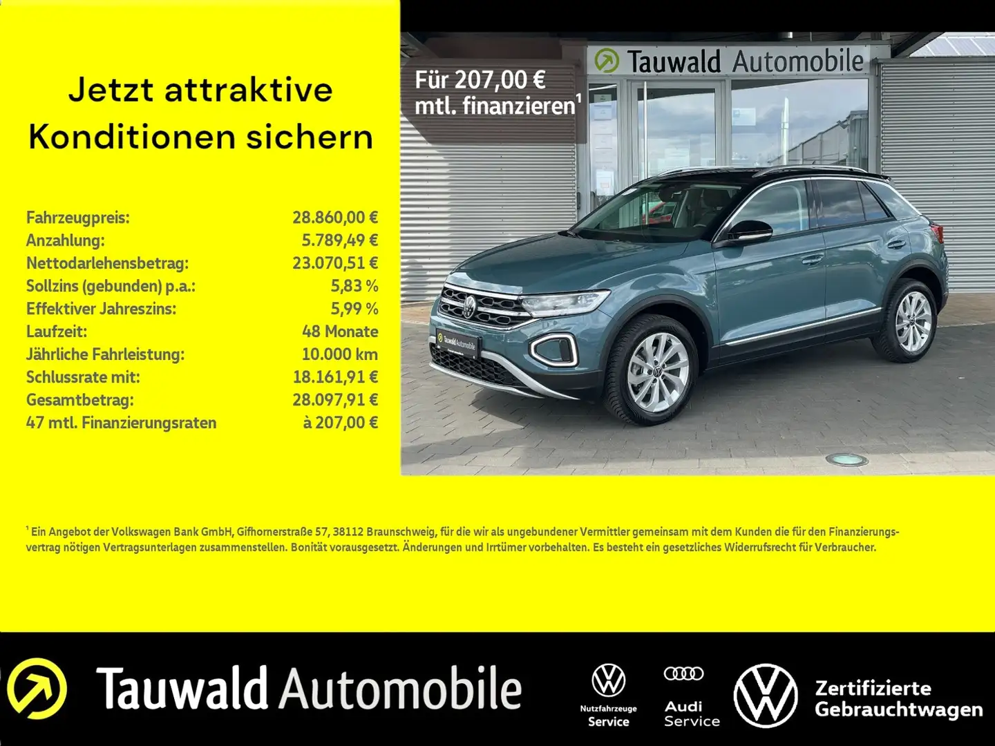 Volkswagen T-Roc 1.5 TSI DSG Style AHK/LED/ACC/GJR Bleu - 1