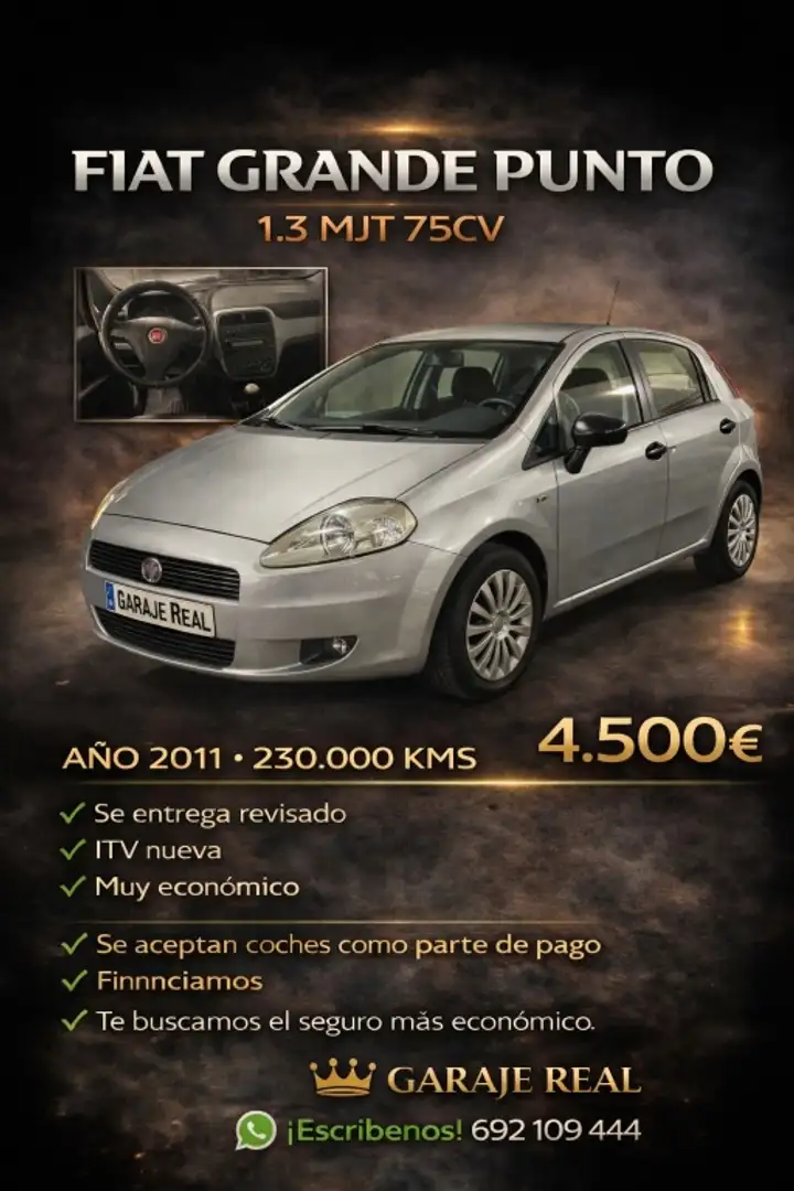Fiat Grande Punto 1.3Mjt Active Serie 5 S&S Plateado - 1