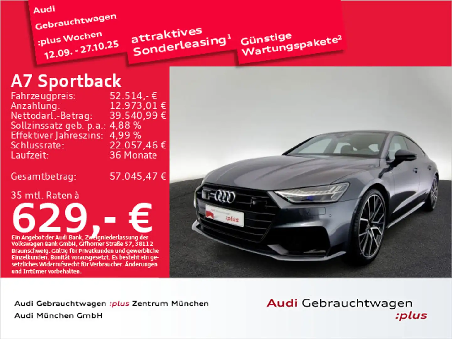 Audi A7 45 TDI qu. S tronic S line LuftFed/ Grau - 1