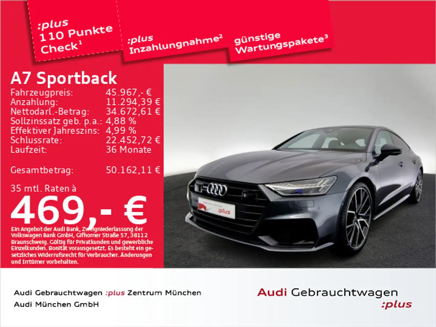 Audi A7 45 TDI qu. S tronic S line LuftFed/ Gris - 1