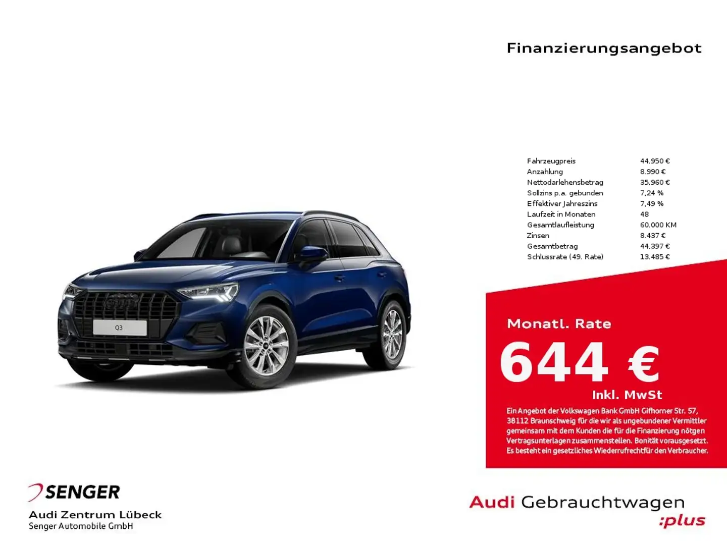 Audi Q3 35 TDI advanced Navi AHK PDC Optik-Paket LED Blau - 1