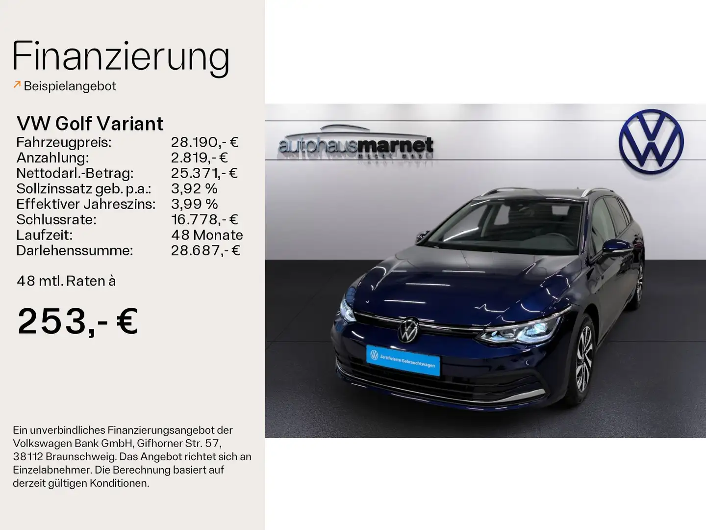 Volkswagen Golf Variant Golf VIII Variant 1.5 eTSI DSG Active*AHK* Blau - 2