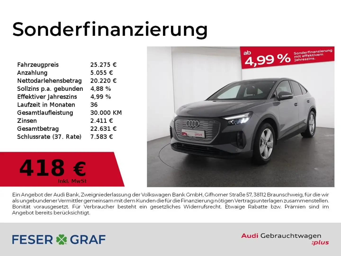 Audi Q4 e-tron Sportback e-tron 35 Rückfahrk./ Sitzh./ LED Rückfa Grau - 1