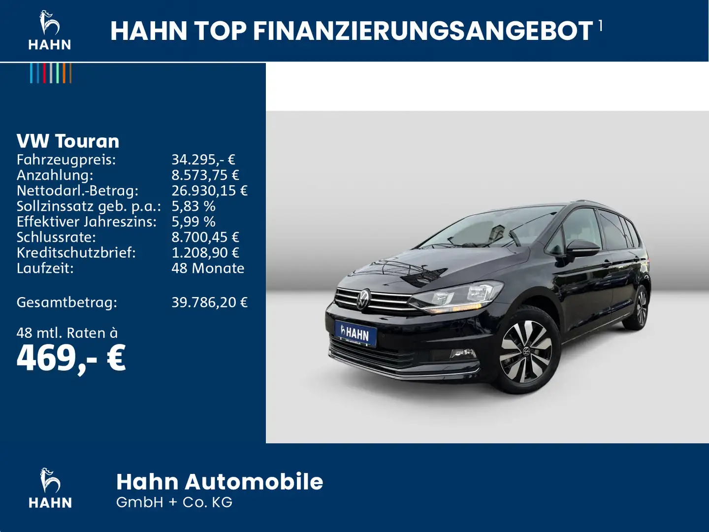 Volkswagen Touran 1.5TSI DSG Move 7-Sitze ACC AHK Cam Navi Schwarz - 2