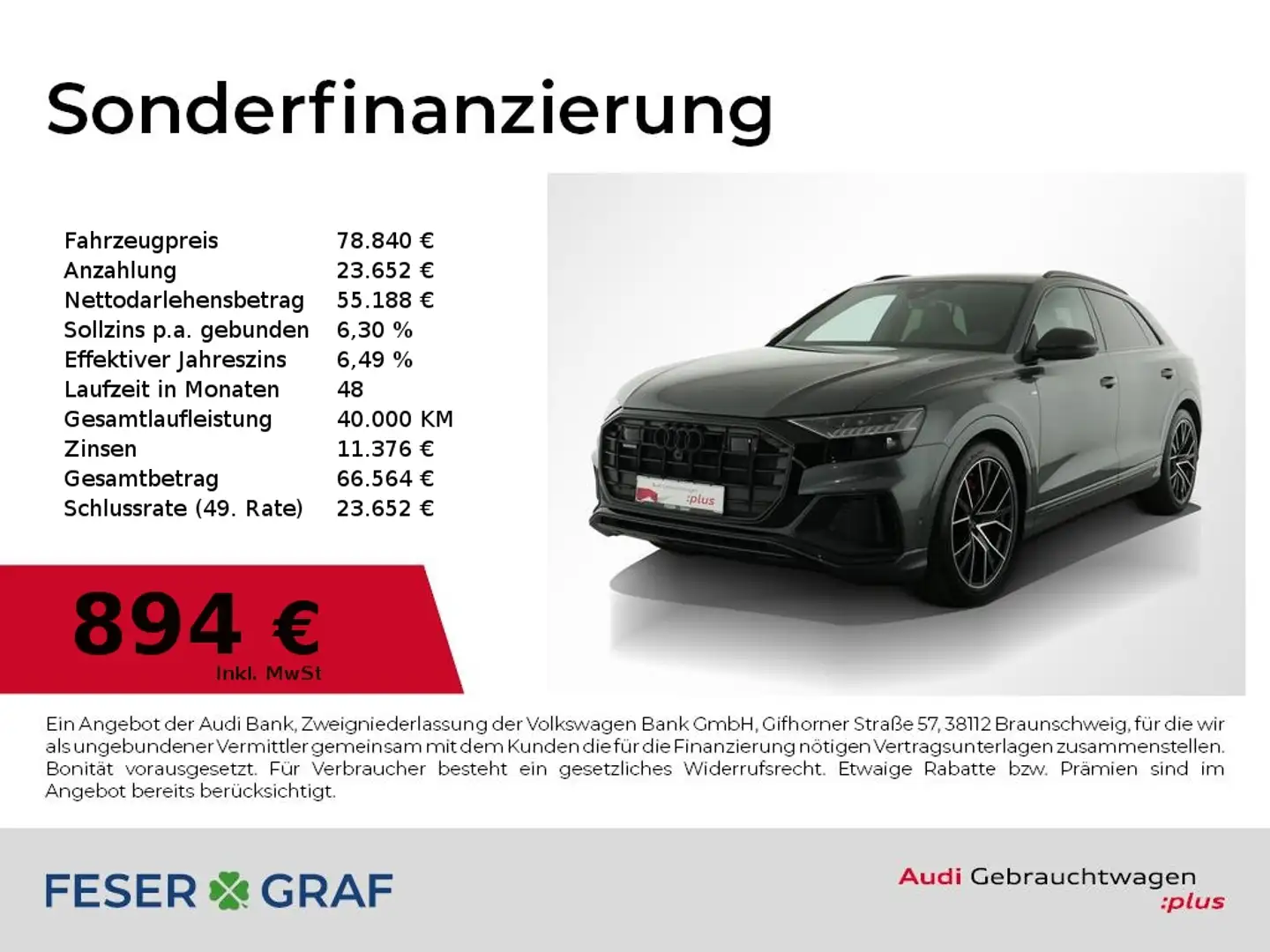 Audi Q8 50 TDI 2x S Line Standhzg,HUD,Allradl,AHK,B&O,Matr Grau - 1