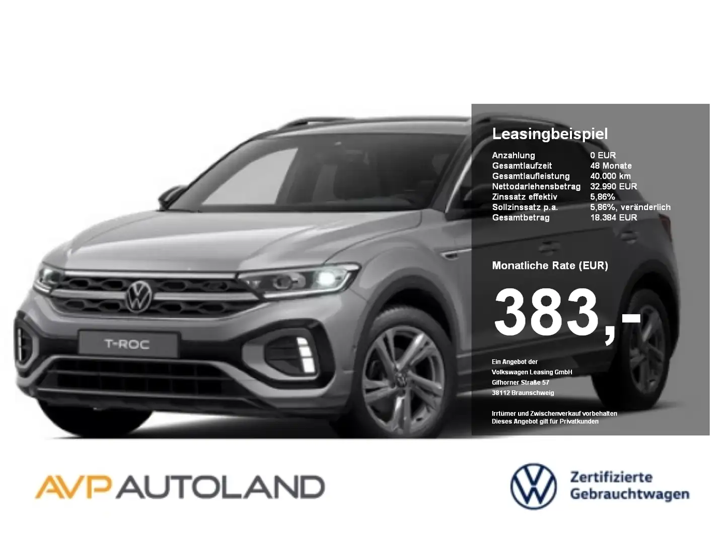Volkswagen T-Roc 1.5 TSI DSG R-Line | NAVI | LED | AHK | Grau - 1