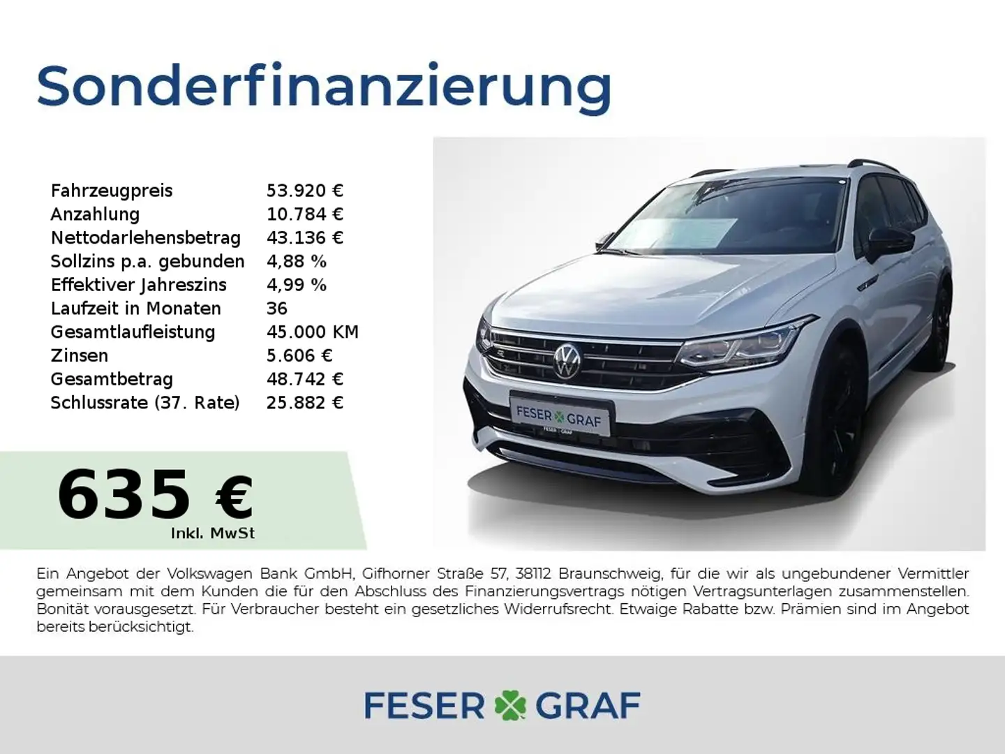 Volkswagen Tiguan Allspace 2.0 TDI 4M R-Line Black DSG 7Si Weiß - 1