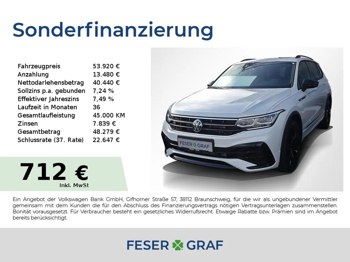 Volkswagen Tiguan Allspace 2.0 TDI 4M R-Line Black DSG 7Si Weiß - 1